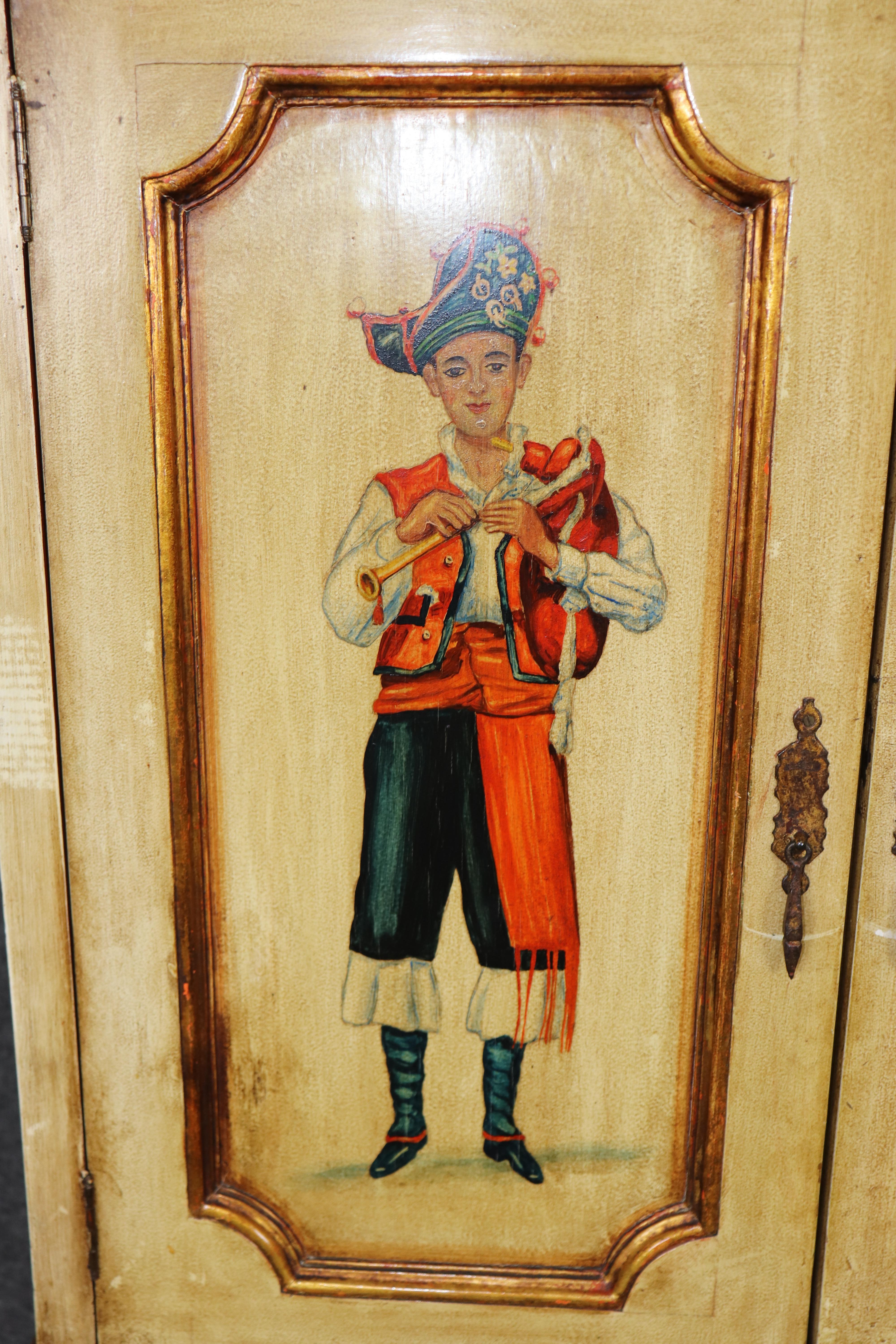 Italian Venetian Style Distressed Paint Decorated Secretary Desk C. 1950's For Sale 5