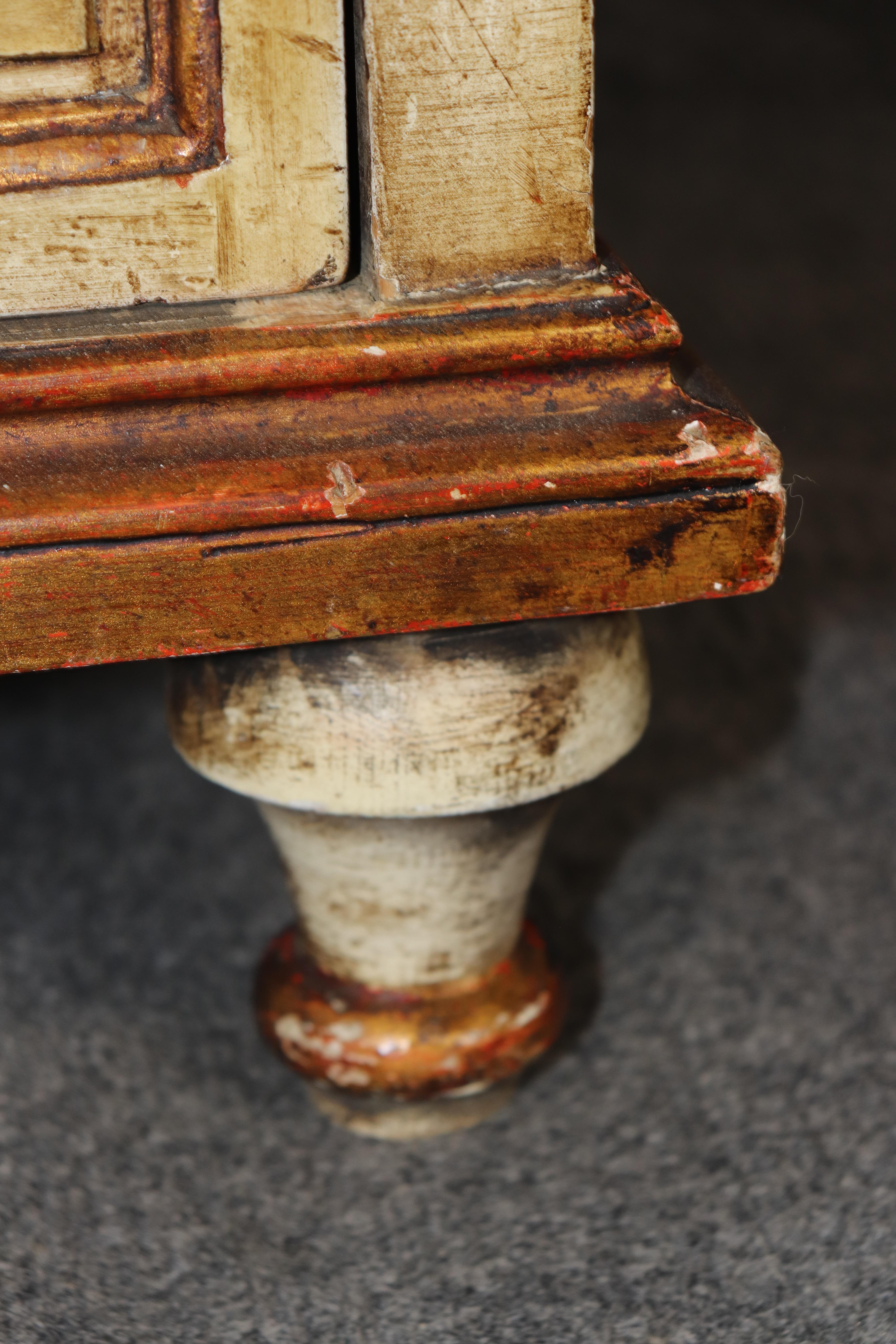 Italian Venetian Style Distressed Paint Decorated Secretary Desk C. 1950's For Sale 11