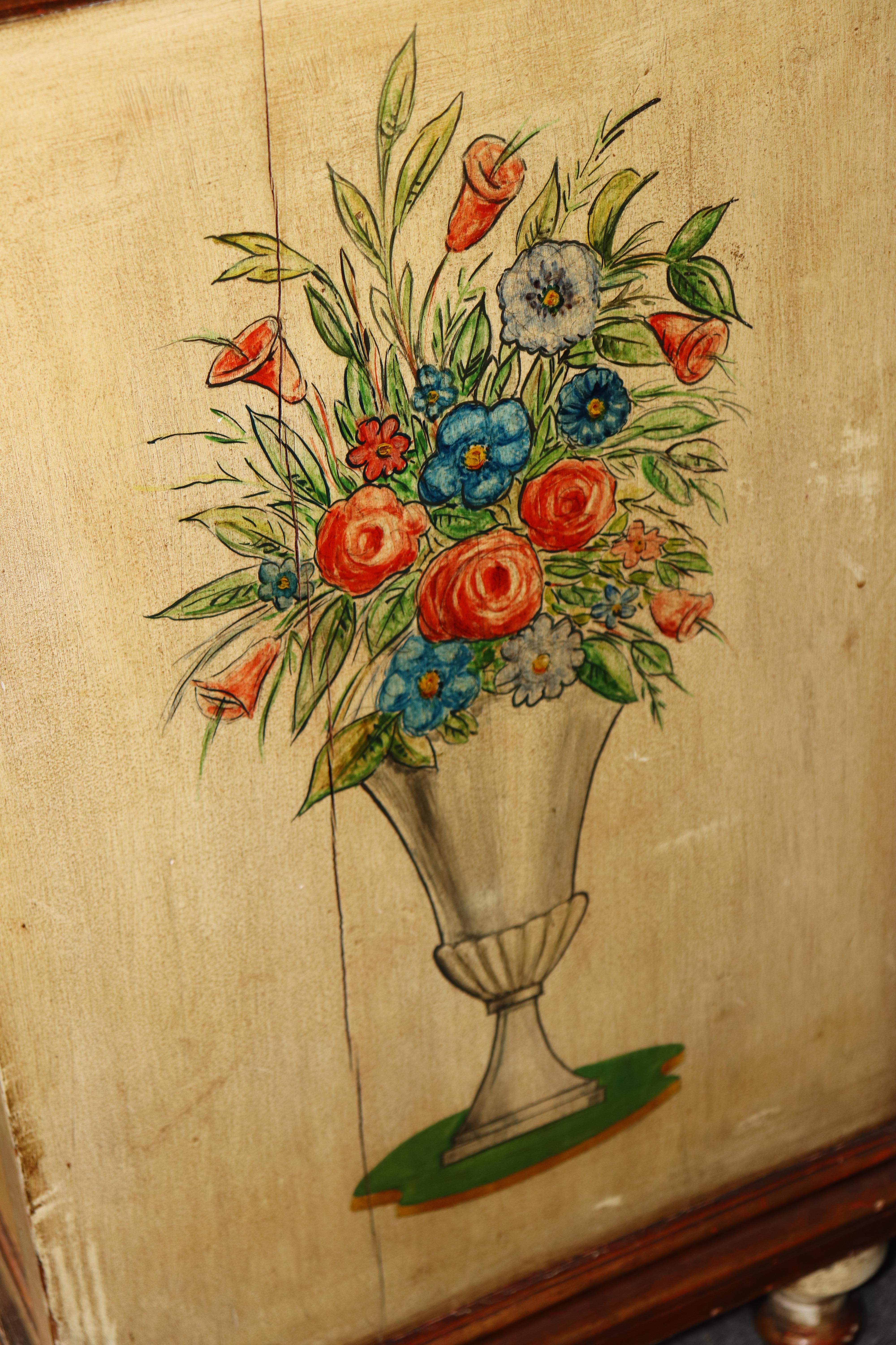 Italian Venetian Style Distressed Paint Decorated Secretary Desk C. 1950's For Sale 13
