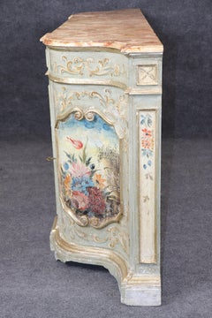 Italian Venetian Style Distressed Painted Sideboard with Faux Marble Top