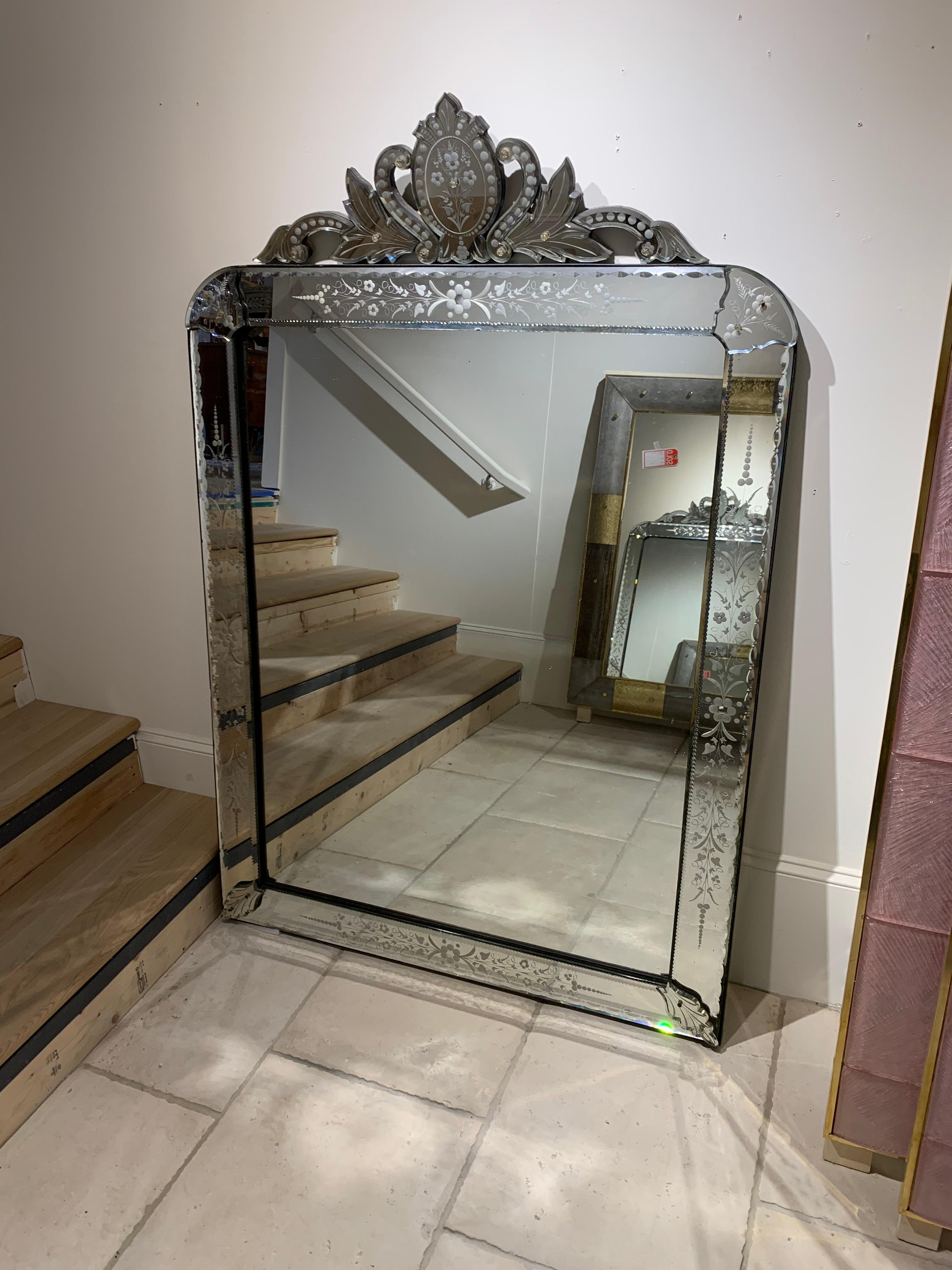 Italian Venetian Style Etched Glass Mirror 3