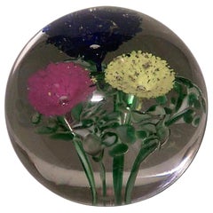 Italian Venetian Style Floral Crystal Paperweight