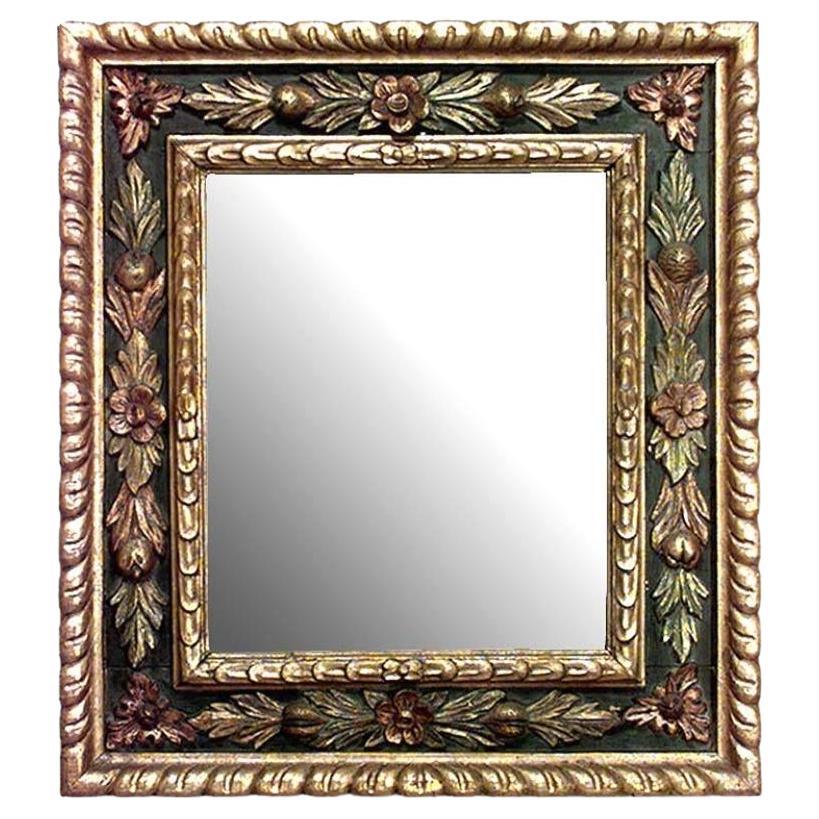 Miroir mural floral doré et polychrome de style vénitien italien en vente