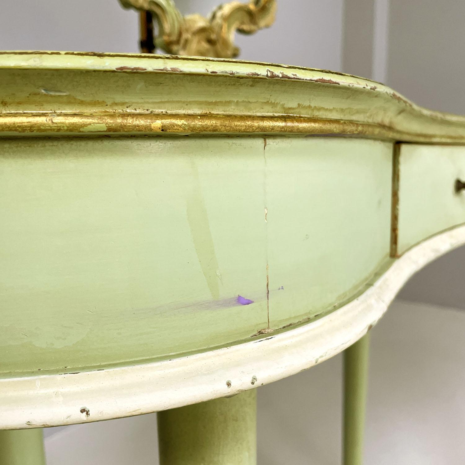 Italian Venetian style green and golden wood console with mirror, 1950s  For Sale 14