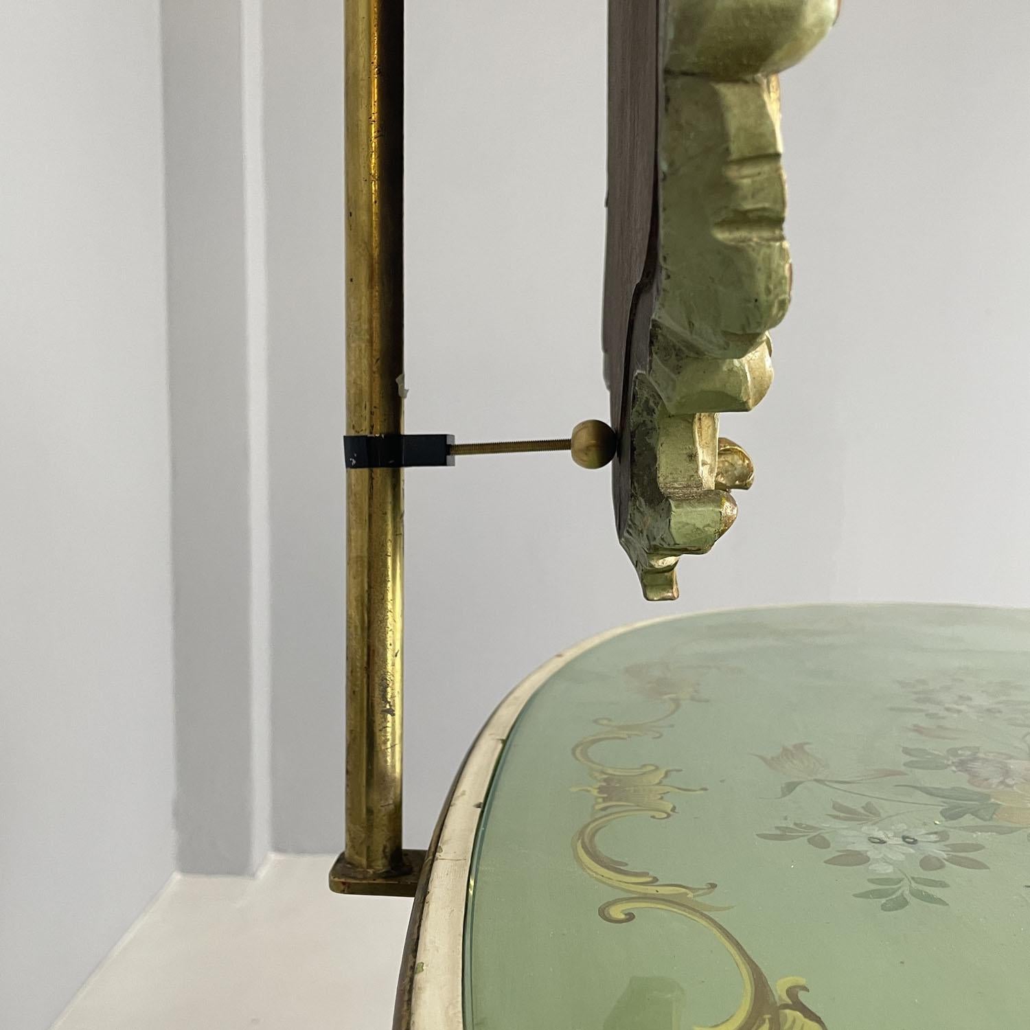 Italian Venetian style green and golden wood console with mirror, 1950s  For Sale 3