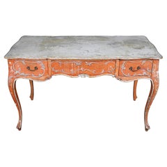Italian Venetian Style Heavily Distressed Paint Decorated Writing Desk