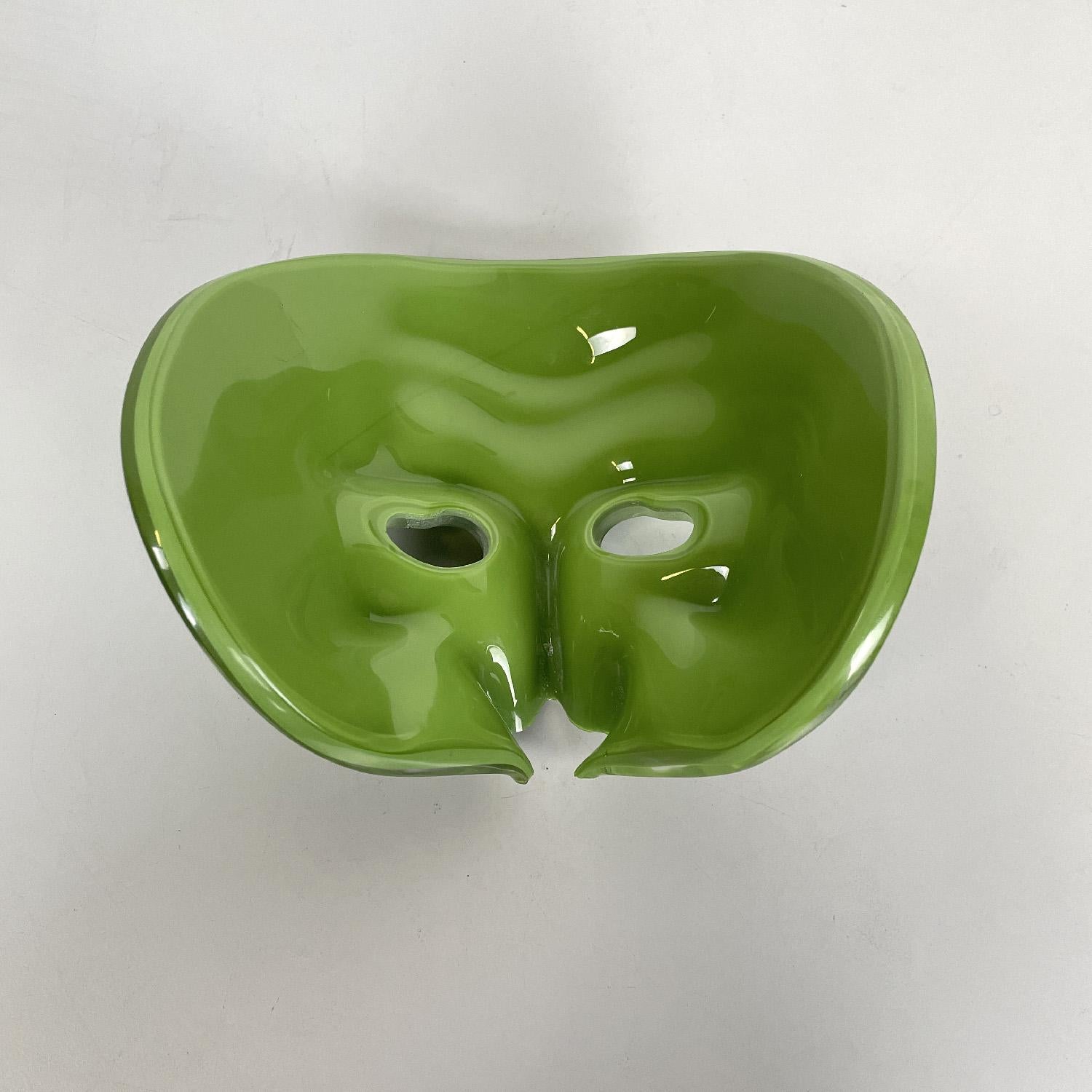 Italian Venetian style mask sculpture in green Murano glass by Venini, 1990s 6