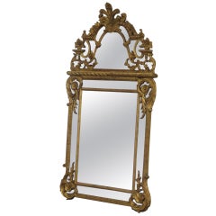 Tall 5 Foot Gilded Italian Carved Wood Venetian Style Mirror Made in Italy