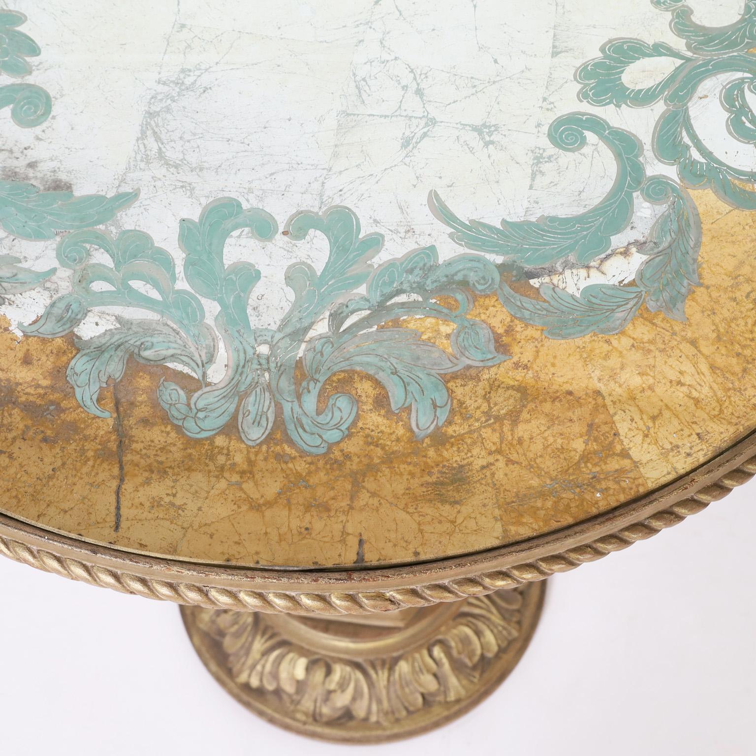 Pedestal o Mesa Redonda con Espejo Estilo Veneciano Italiano Hecho a mano en venta