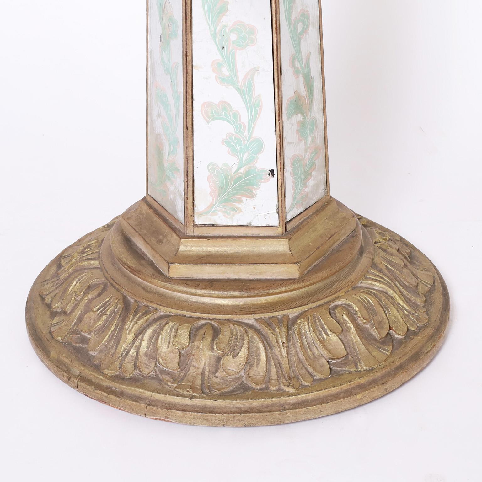 Pedestal o Mesa Redonda con Espejo Estilo Veneciano Italiano siglo XX en venta
