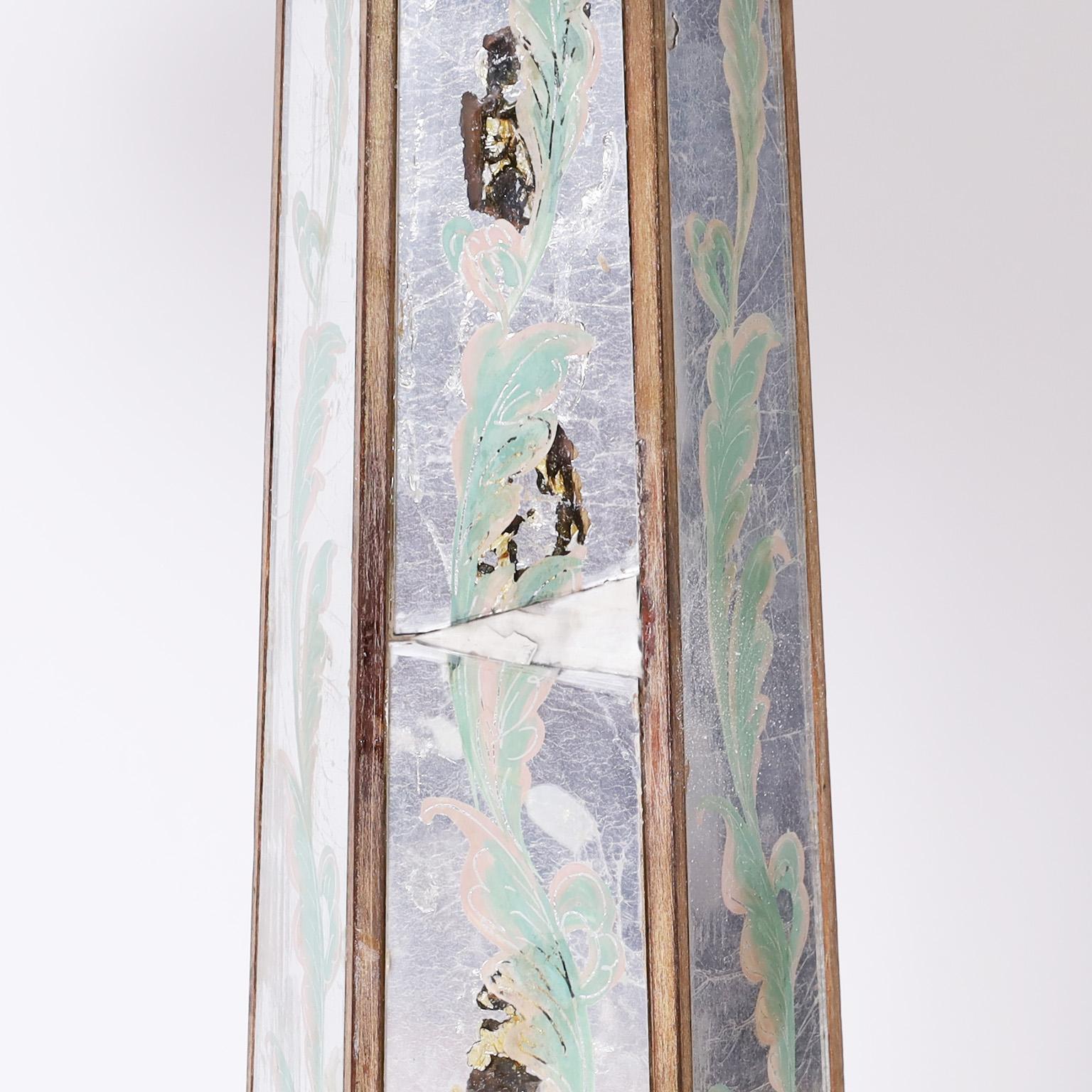 Pedestal o Mesa Redonda con Espejo Estilo Veneciano Italiano en venta 1