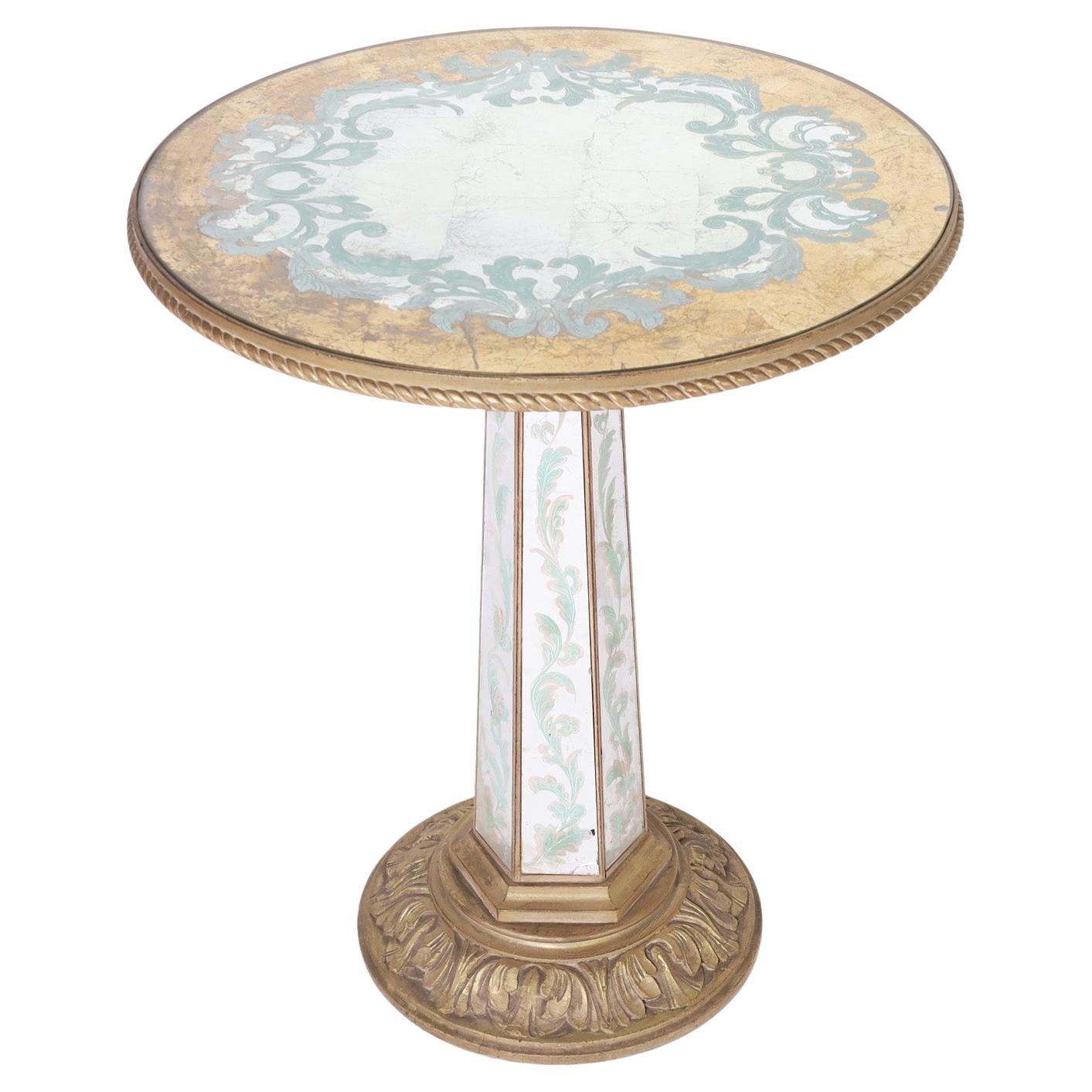 Pedestal o Mesa Redonda con Espejo Estilo Veneciano Italiano en venta