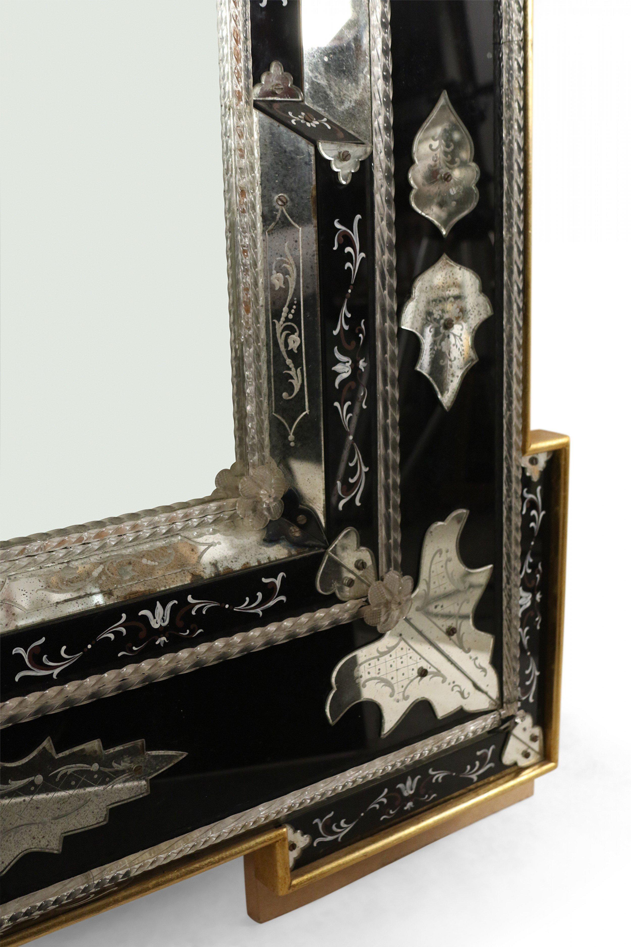 Italian Venetian Style Monumental Etched Glass Wall Mirror For Sale 6