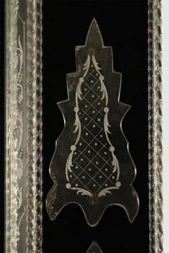 Italian Venetian Style Monumental Etched Glass Wall Mirror
