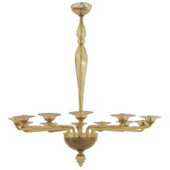 Italian Venetian Style Murano Amber Glass Chandelier