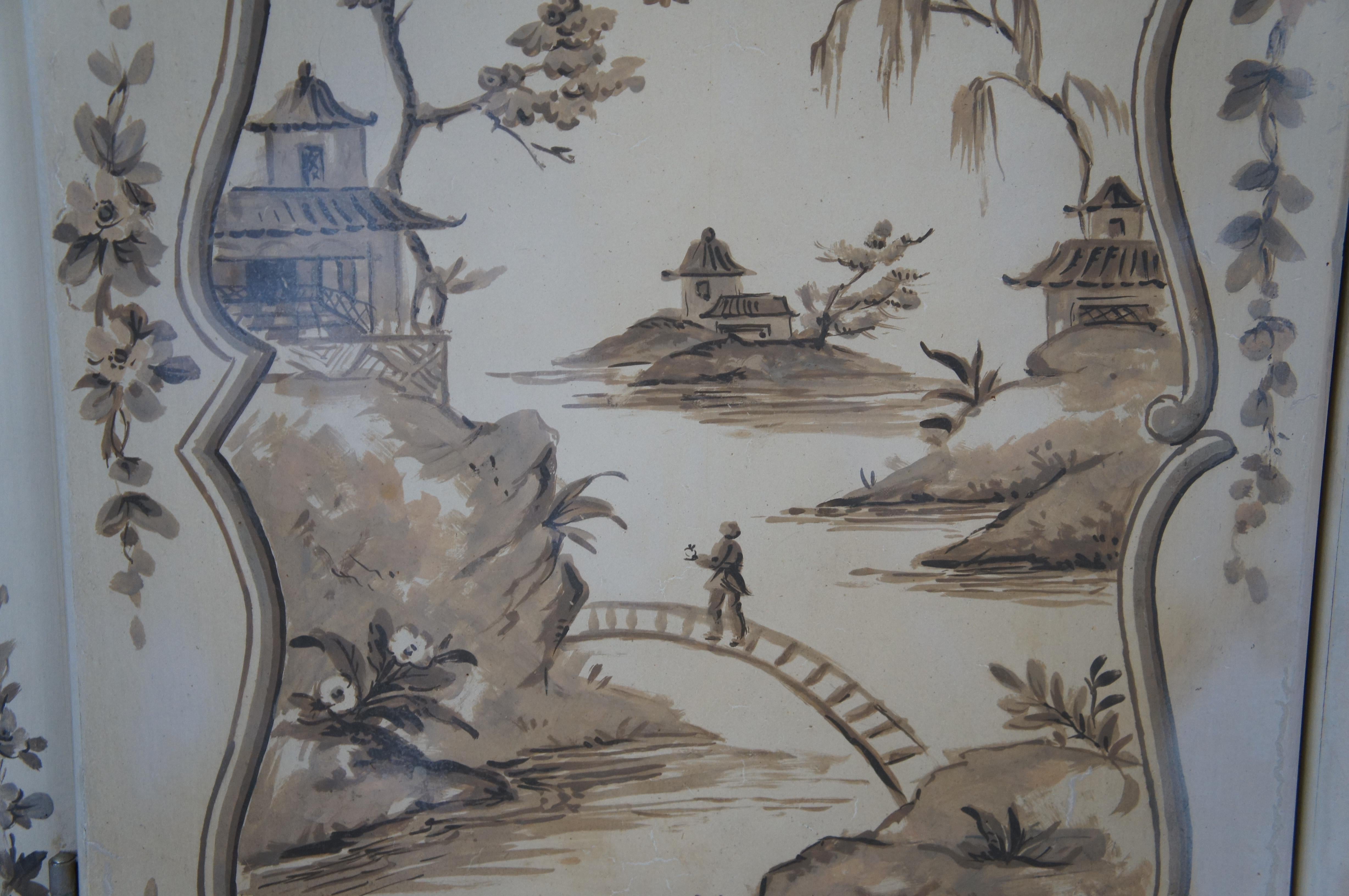 Italienisch venezianischen Stil Off White Chinoiserie Sekretär Schreibtisch Bücherregal Trumeau 5