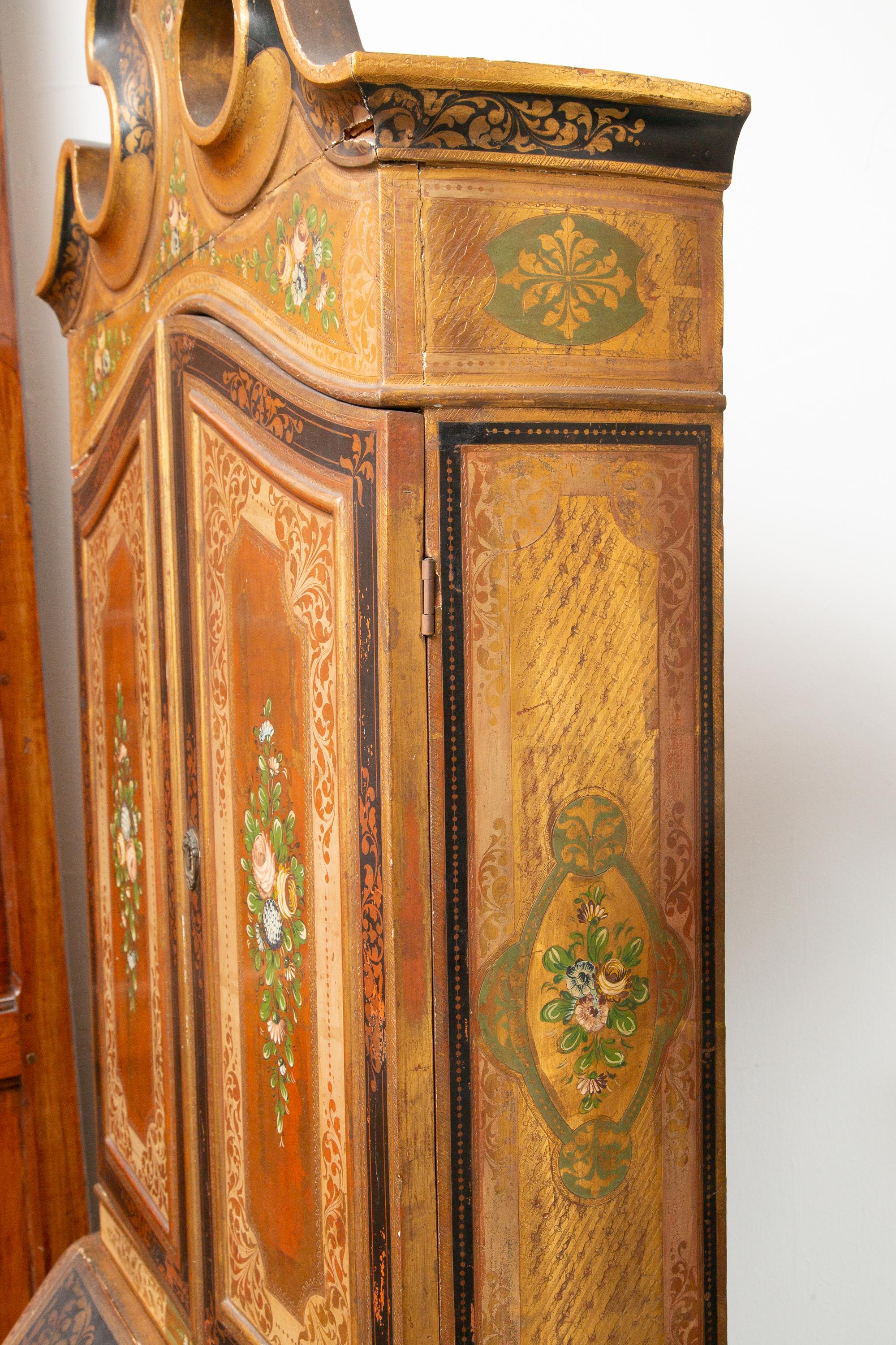 Italian Venetian Style Polychrome Secretary Bookcase For Sale 4