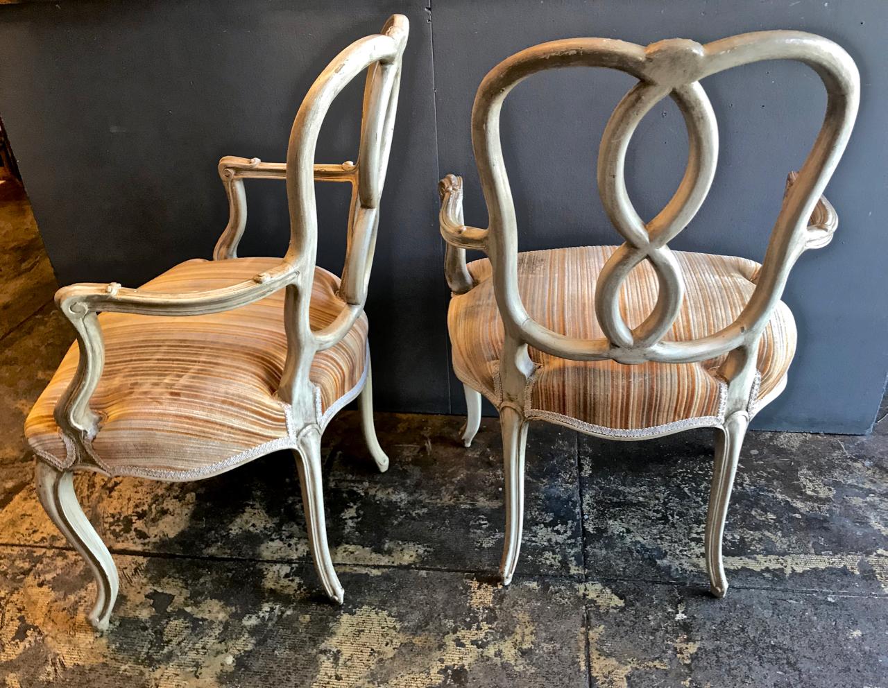 American Italian Venetian Style Ribbon Back Dining Chairs, Set of 8