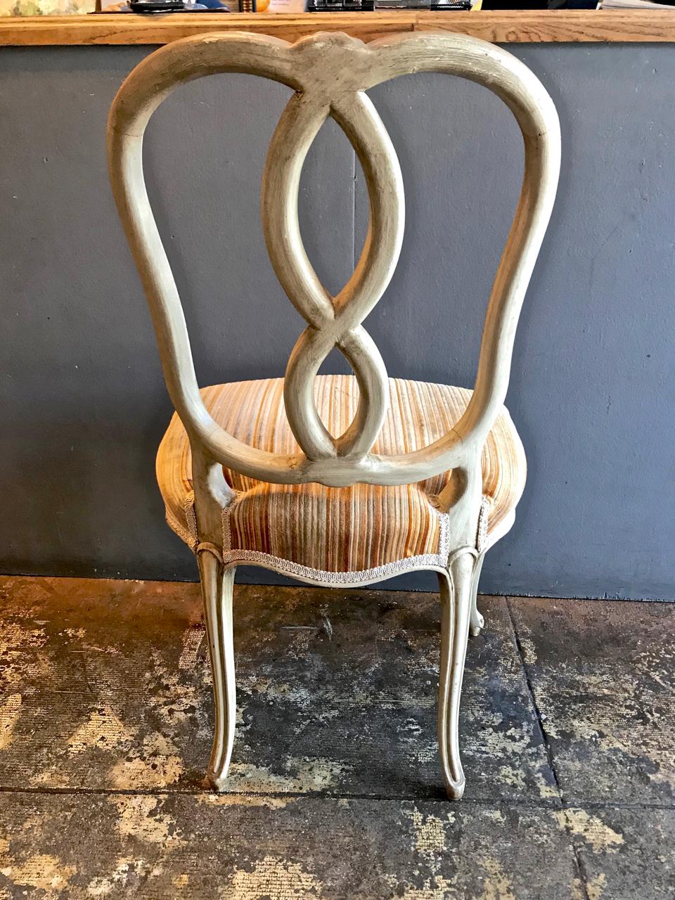Fabric Italian Venetian Style Ribbon Back Dining Chairs, Set of 8