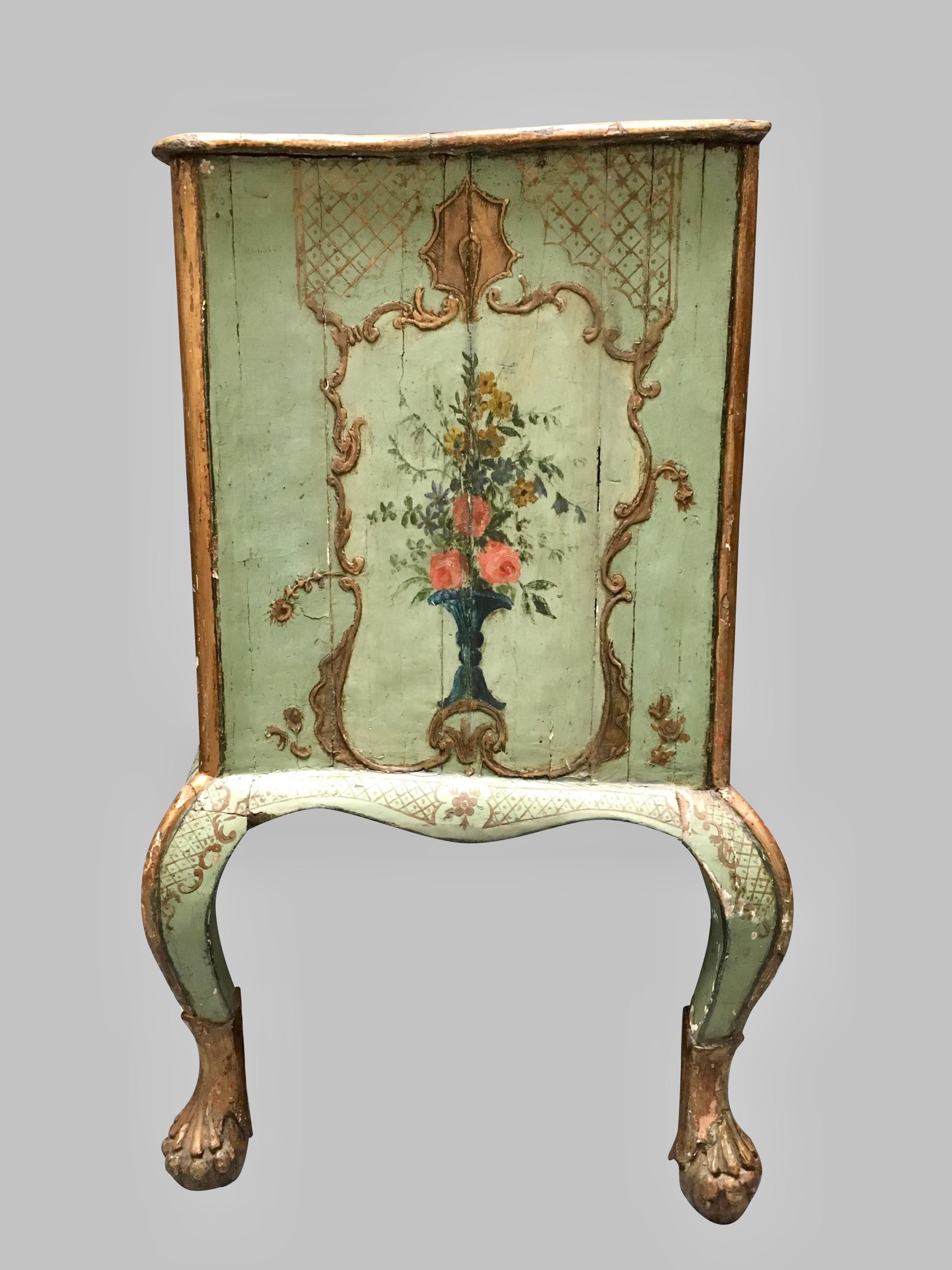 Italian  Venetian Rococo Style Serpentine Painted Commode