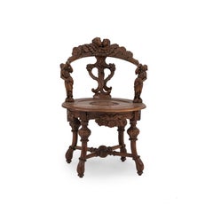 Italian Venetian Carved Round Back Armchair