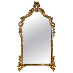 Italian Venetian Style Wall, Console or Over the Mantle Mirror in Giltwood