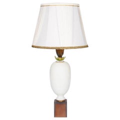 Elegant White Flower-Inspired Murano Glass Table Lamp Giovanni Dalla Fina Italy