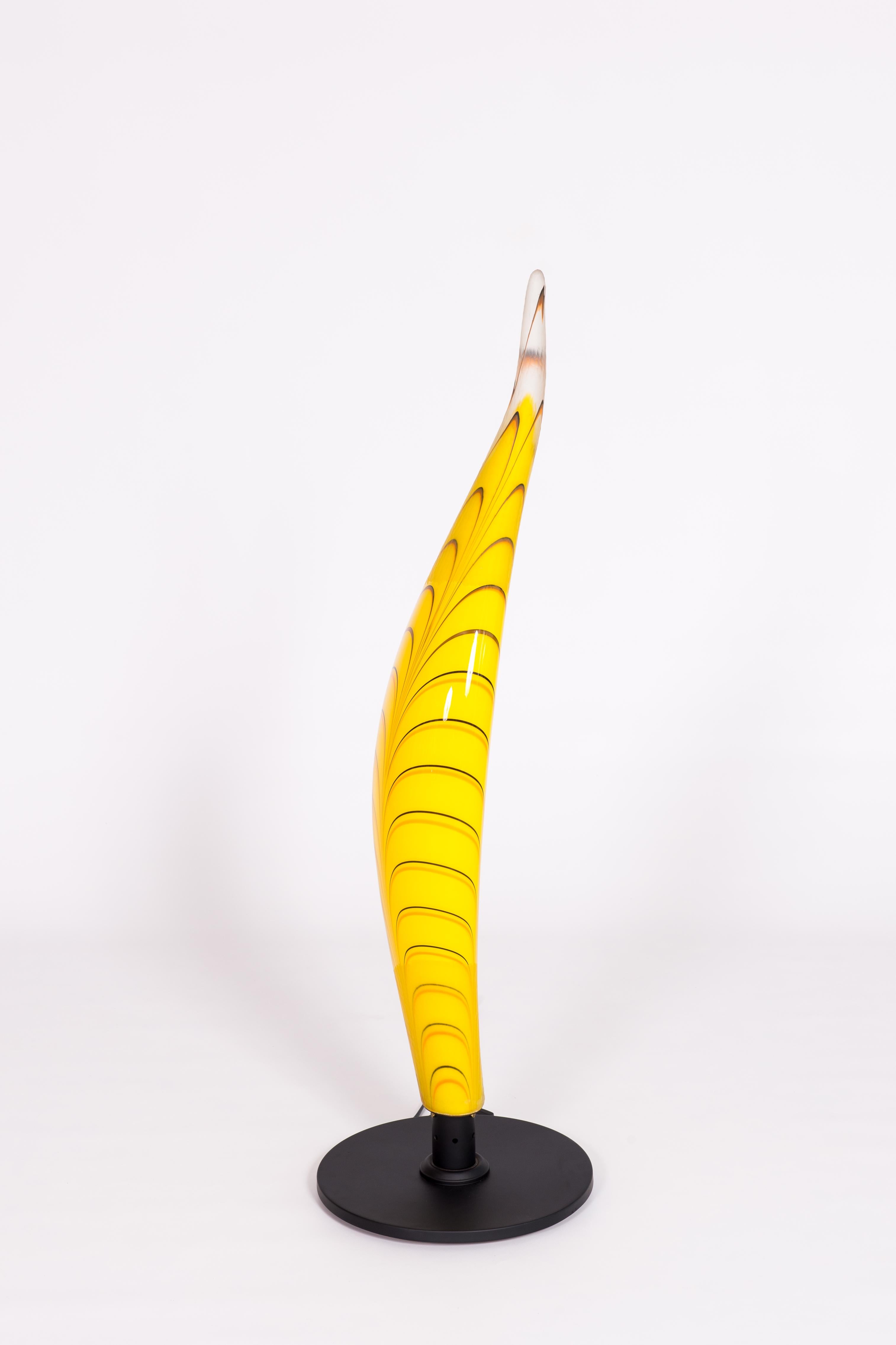 Italian Table Lamp in Blown Murano Glass Yellow and dark orange stripes, 1990s 3