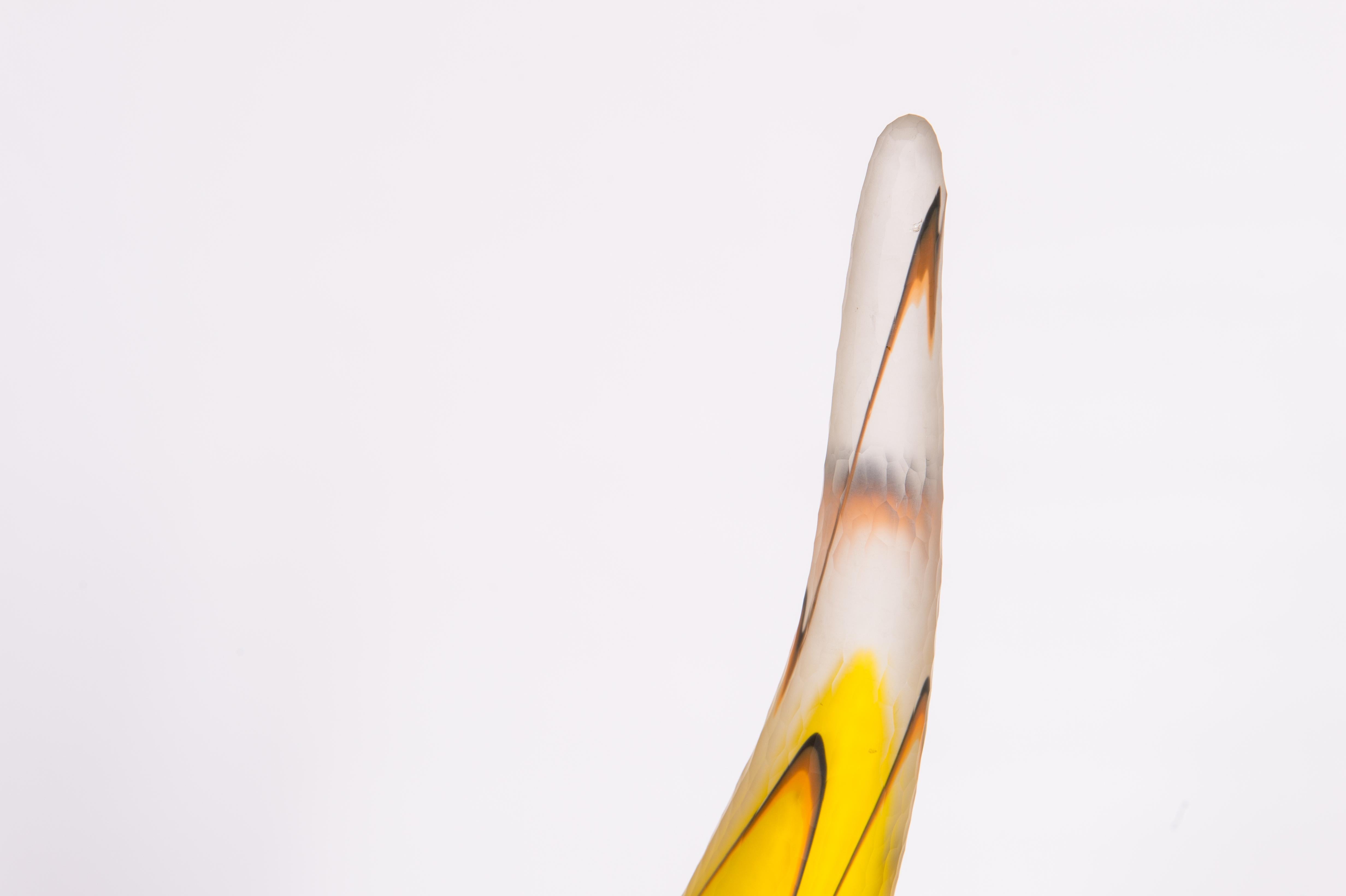 Italienische Tischlampe aus geblasenem Muranoglas Gelbe und dunkelorange Streifen:: 1990er Jahre 5