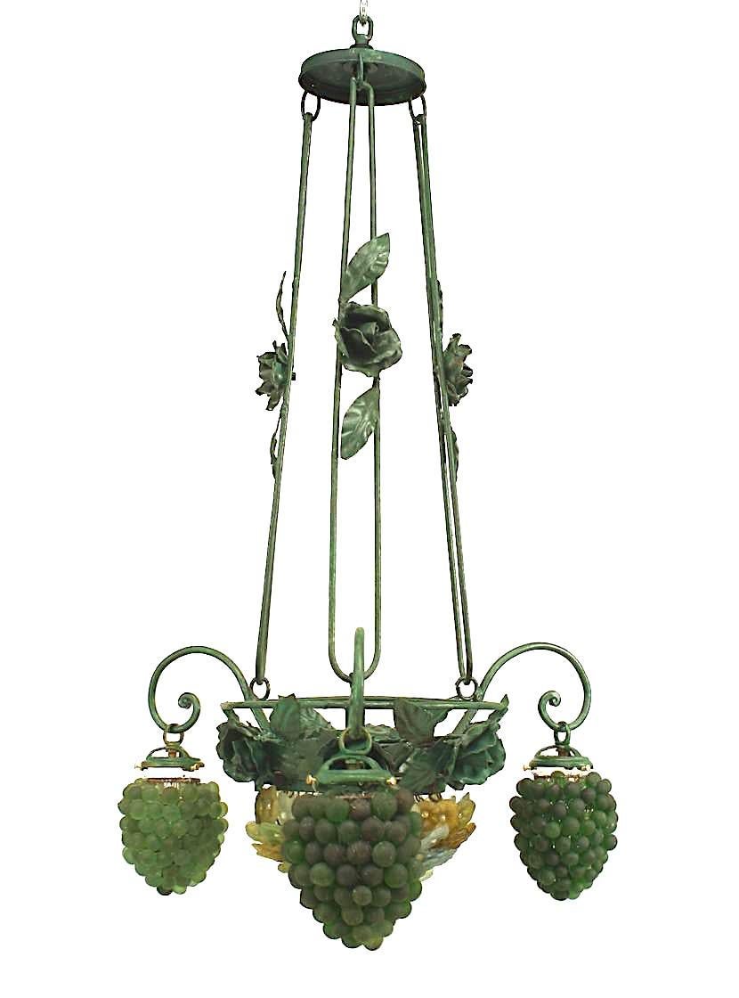 Patinated Italian Venetian Grape and Flower Chandelier For Sale