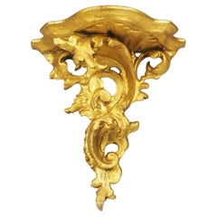 Italian Venetian Wall Shelf, Rococo Giltwood Carved Acanthus Leaves