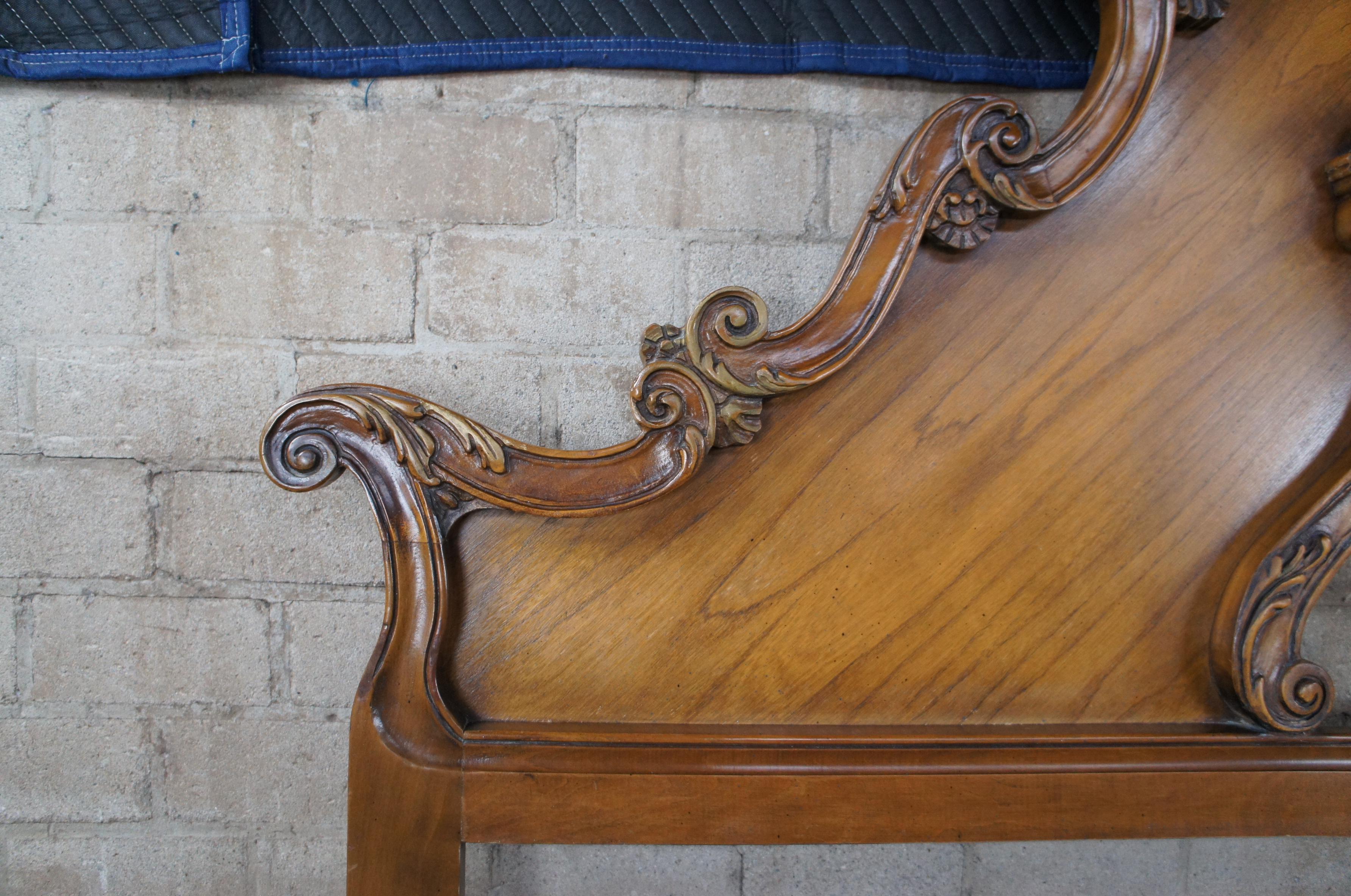 Baroque Italian Venetian Walnut Scalloped Serpentine King Sized Bed Headboard Vtg
