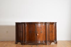 Italian, Veneto, Louis XV Period Shaped Walnut 4-Door Credenza, mid 18th cen.