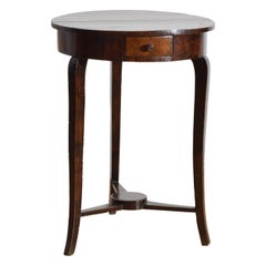 Italian, Veneto, Neoclassic Dark Walnut Circular 1-Drawer Table, ca. 1820