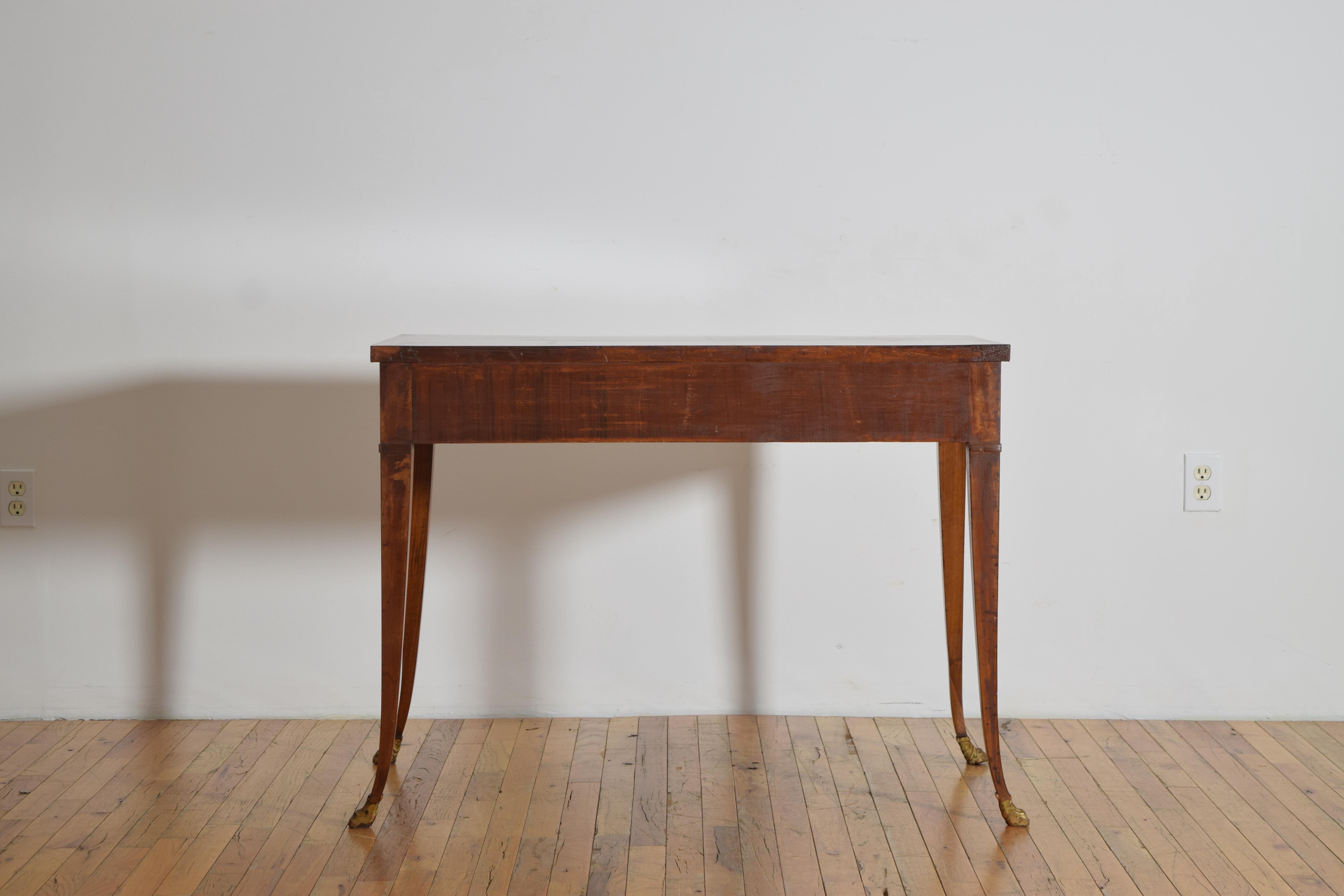 Early 19th Century Italian, Veneto, Neoclassic Walnut 1-Drawer Writing Table, Leather Slide, 19thc. For Sale