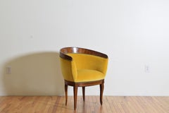Italian, Veneto, Neoclassic Walnut & Upholstered Barrel Form Chair, early 19thc
