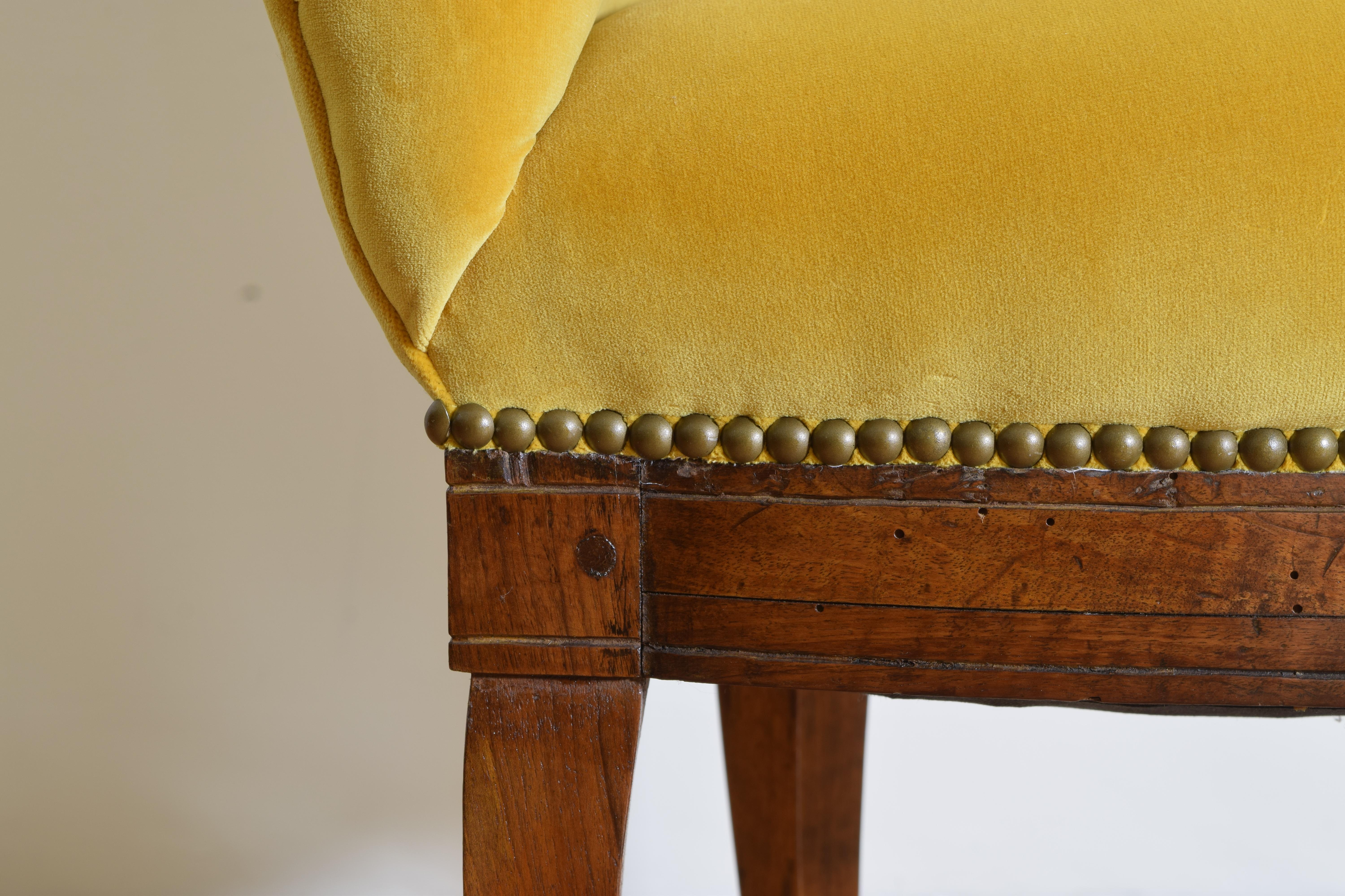 Italian, Veneto, Neoclassic Walnut & Upholstered Barrel Form Chair, early 19thc 3