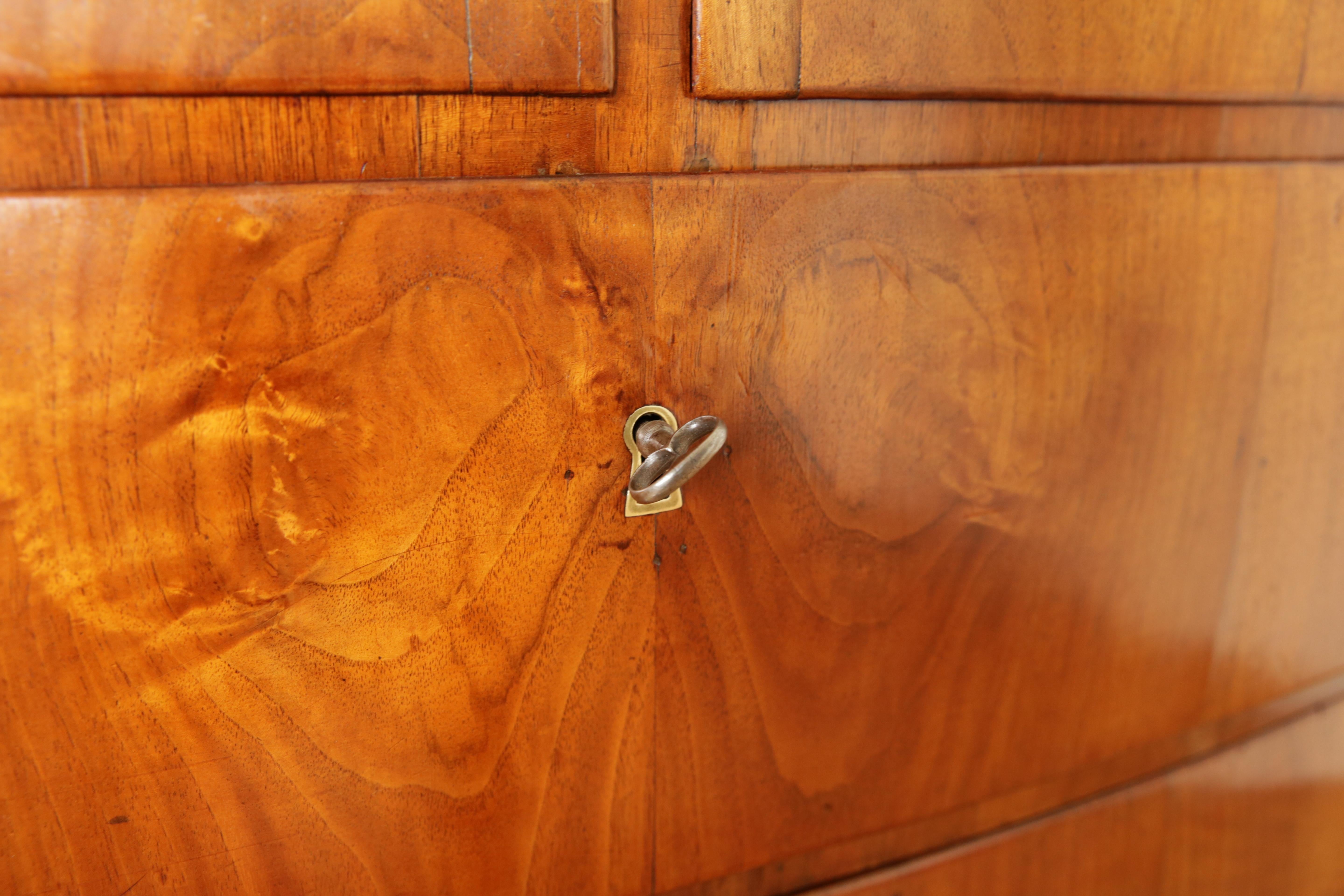 Italian, Veneto, Neoclassic Walnut Veneer Bowfront 4-Drawer Commode, ca. 1820 For Sale 2
