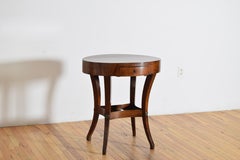 Italian, Veneto, Walnut & Brass Mounted Oval 1-Drawer Two Tier Table, ca. 1830