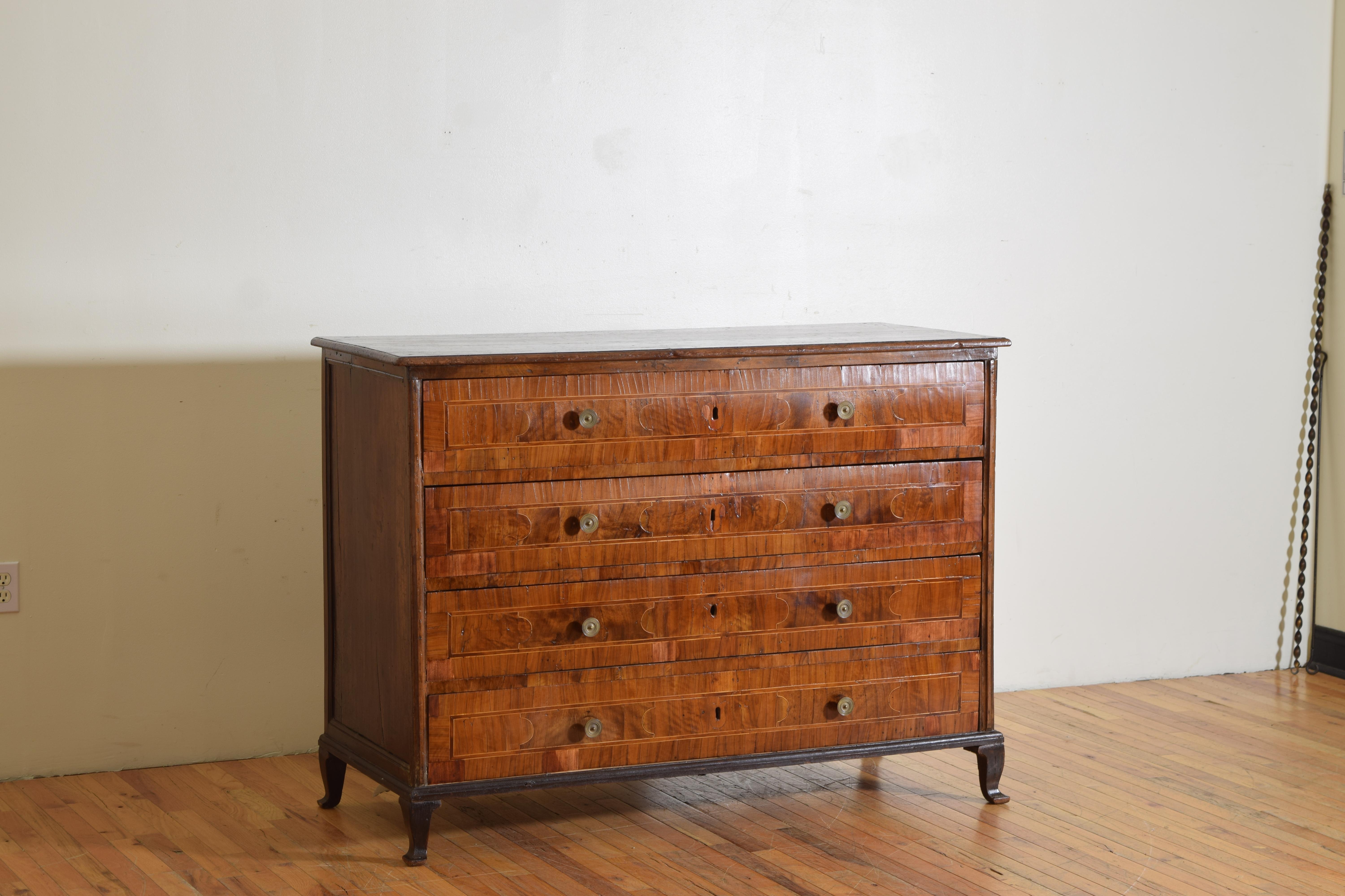 Louis XIV Italian, Veneto, Walnut, Ebonized, & Veneered LXIV/LXV 4-Drawer Commode, ca.1735