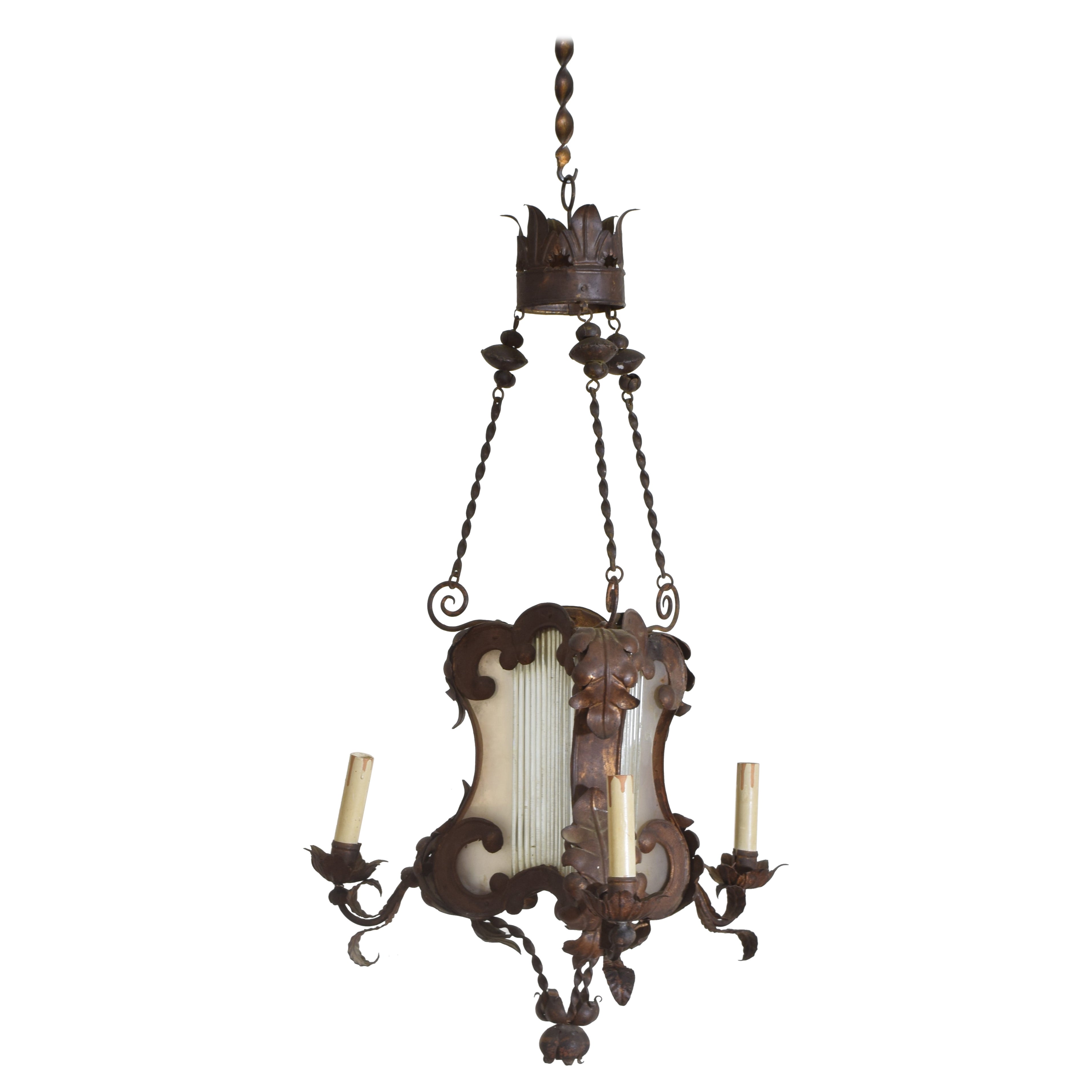 Italian, Venezia, Gilt Metal 
Glass 4-Light Lantern, Early 20th Century