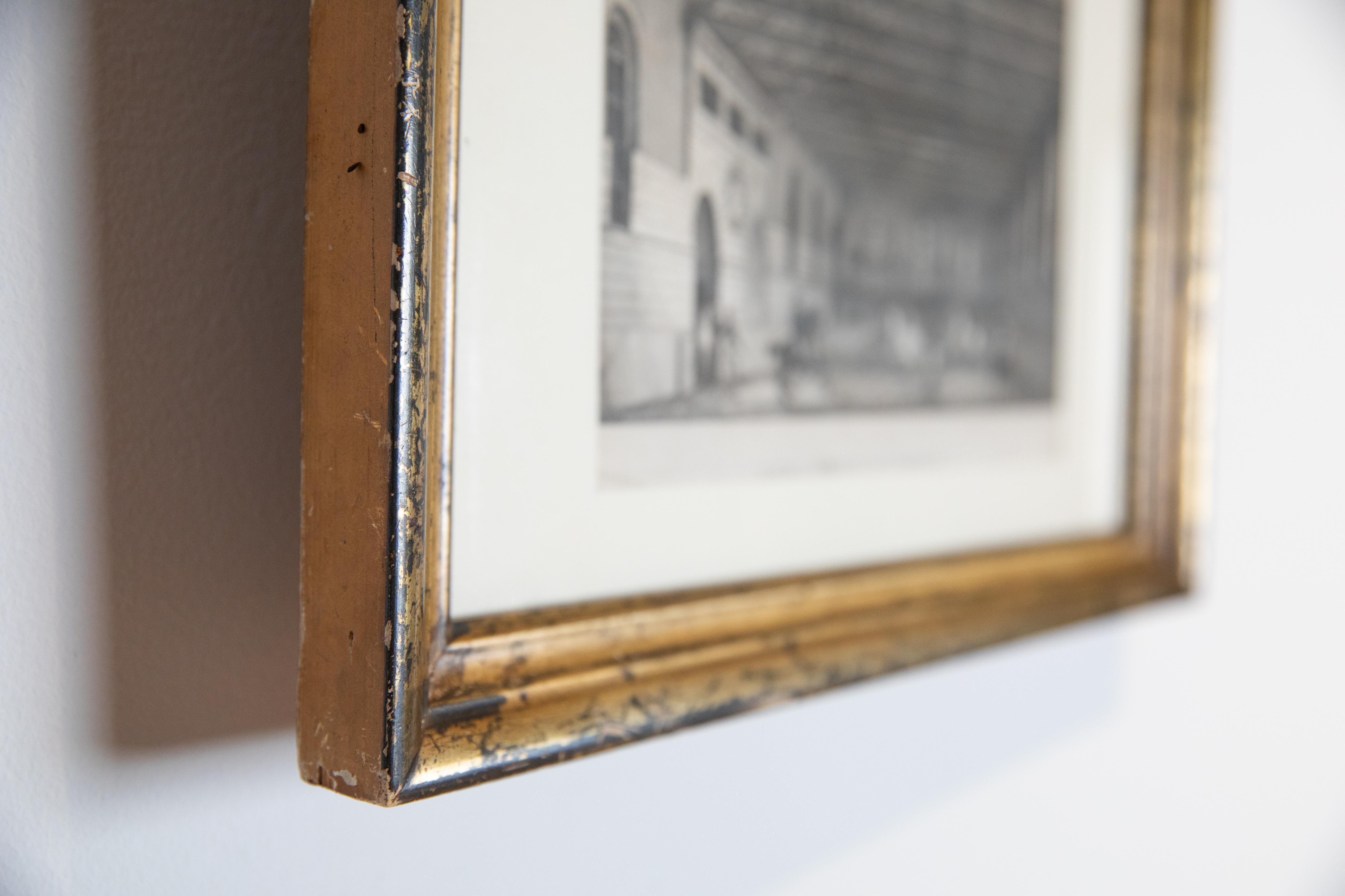 Italienisch, Venezia, gerahmte Gravur aus vergoldetem Holz, „Cavallerriza Di Venezia“, um 1825 im Zustand „Gut“ im Angebot in Atlanta, GA