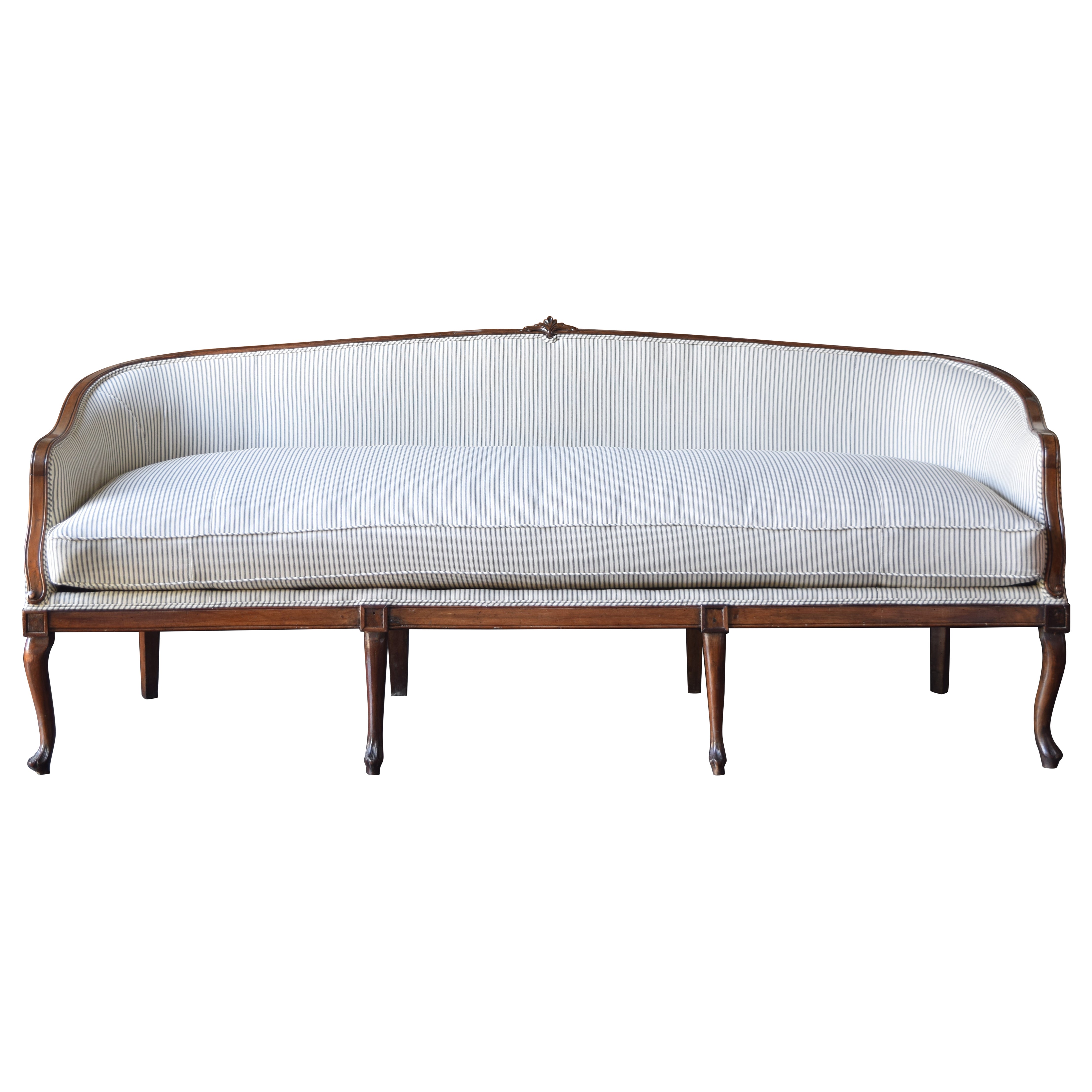 Italian, Venezia, Rococo Carved Walnut & Upholstered Divano, mid 18th century