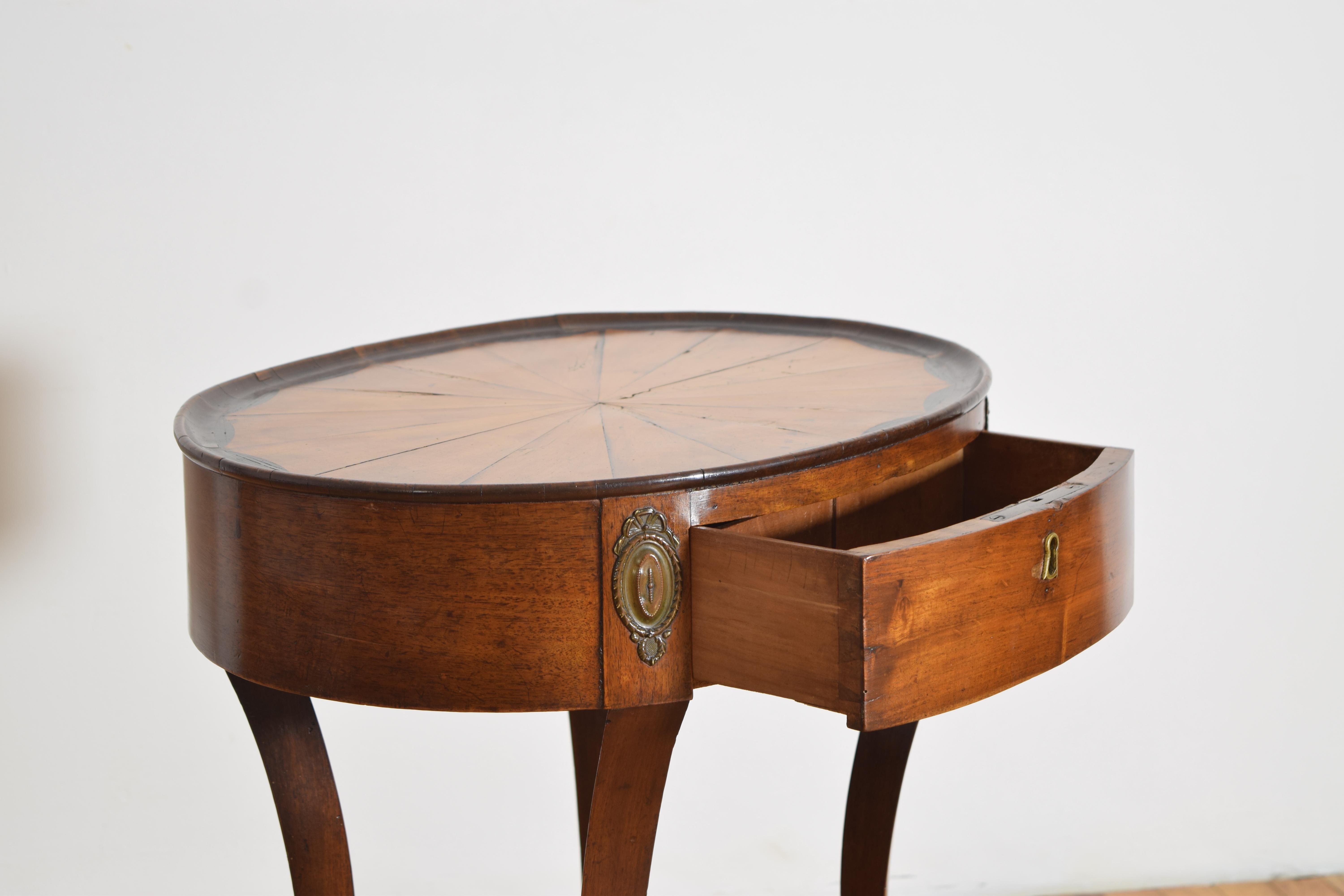 Italian, Venezia, Walnut, Ashwood & Ebonized 1-Drawer Side Table, ca. 1825 For Sale 1