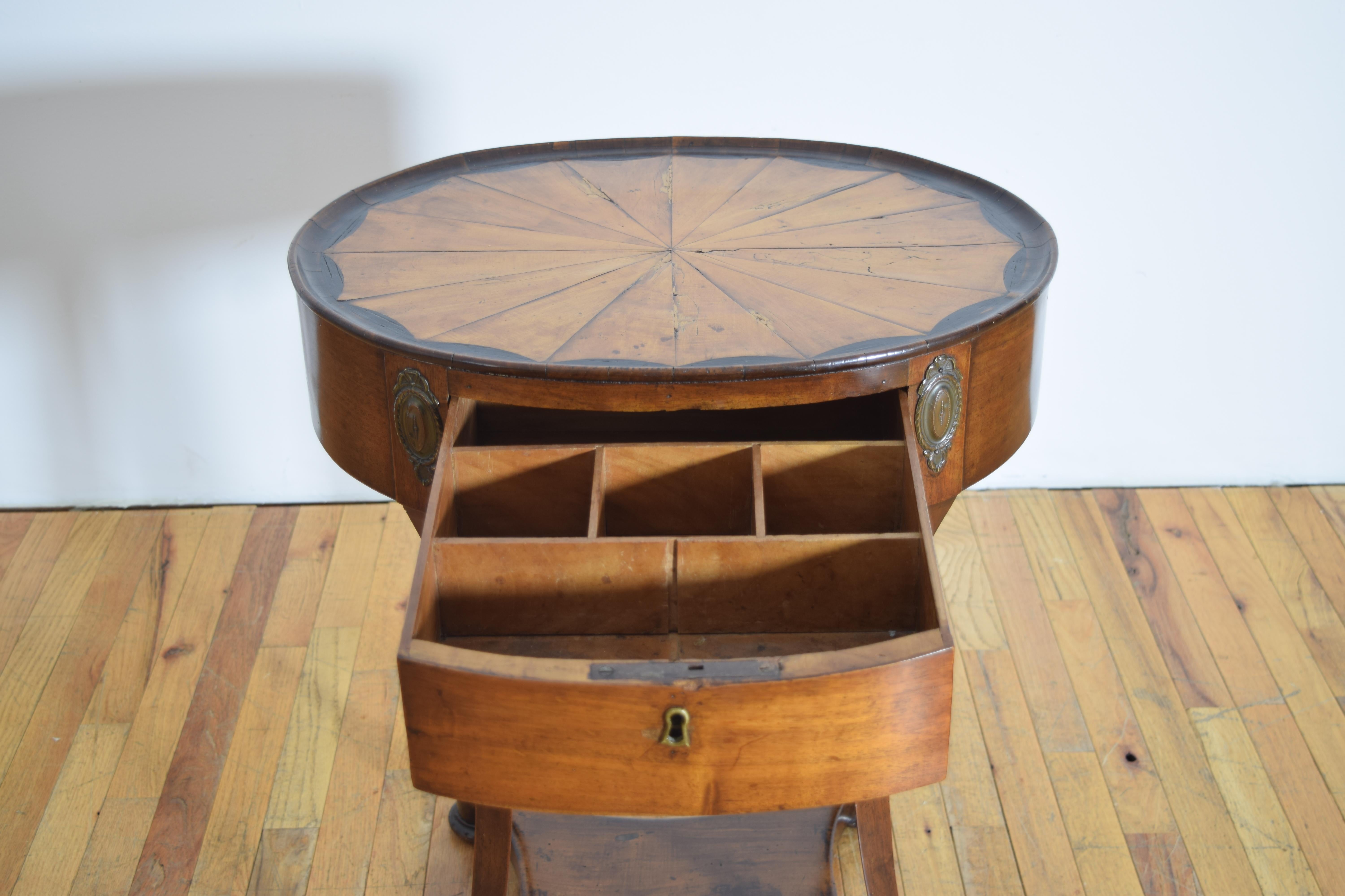 Italian, Venezia, Walnut, Ashwood & Ebonized 1-Drawer Side Table, ca. 1825 For Sale 2