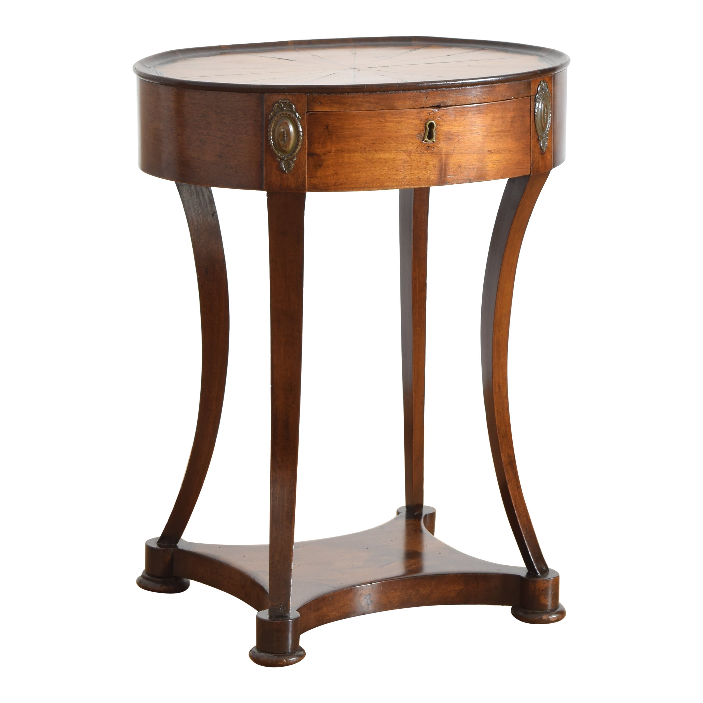 Italian, Venezia, Walnut, Ashwood & Ebonized 1-Drawer Side Table, ca. 1825