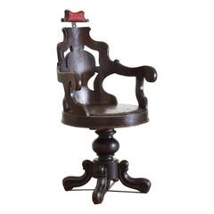 Italian, Venice, Baroque Period Larice-Wood Swivel Barber's Chair, Late 17th C