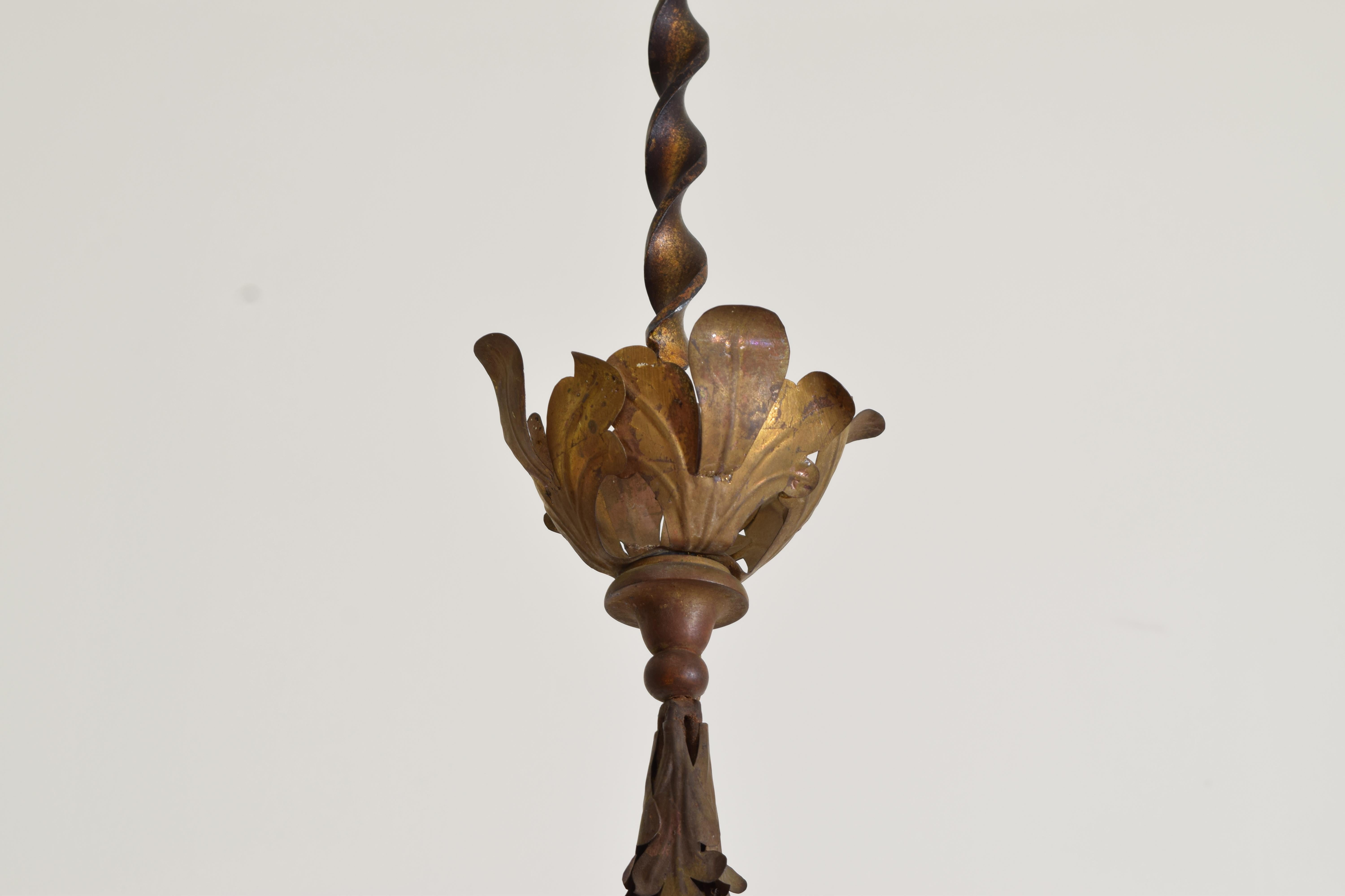 Early 20th Century Italian, Venice, Blown Glass and Gilt Metal Lantern in the Baroque Style