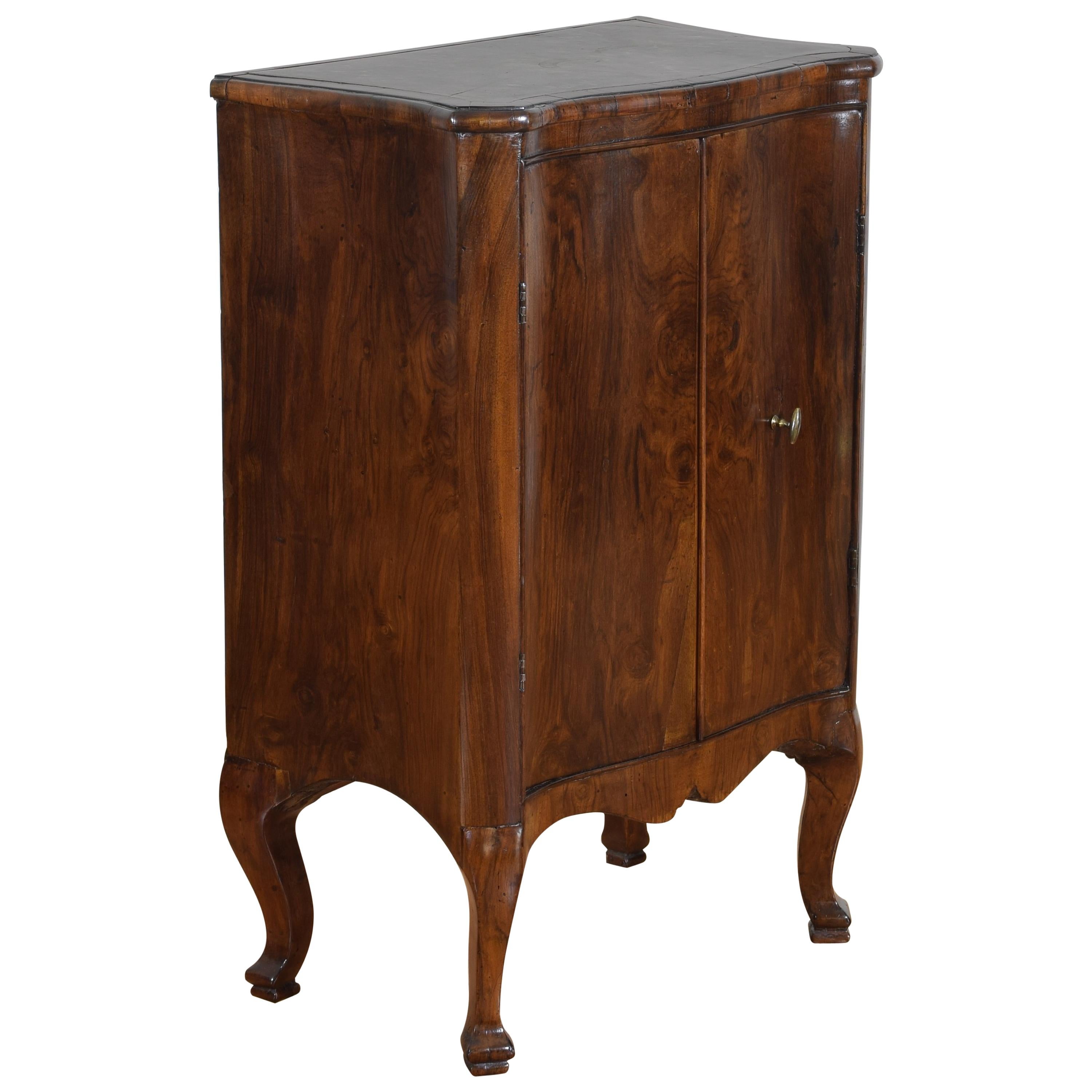 Italian, Venice, Shaped Walnut Cabinet with Marble Top, First Half 18th Century