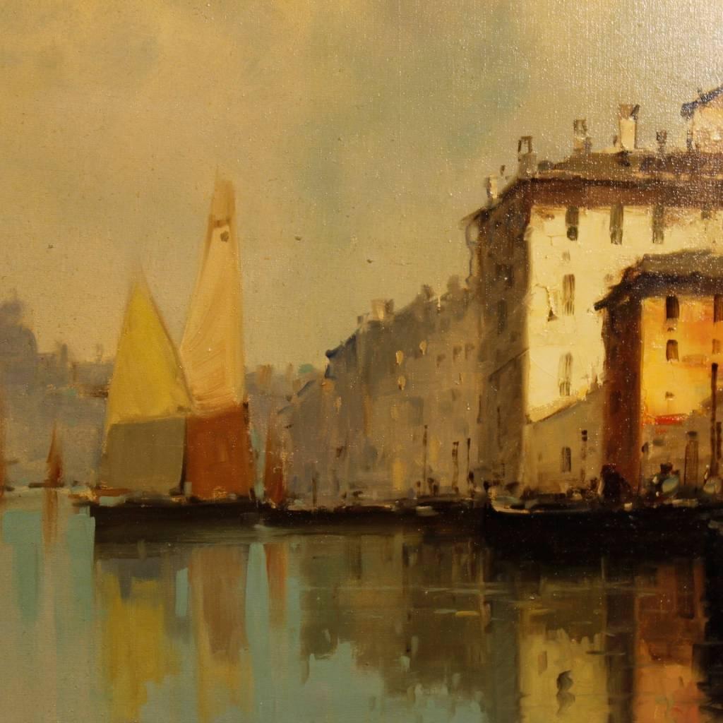 Italian Venice View Signed Painting Oil on Canvas from 20th Century In Good Condition In Vicoforte, Piedmont